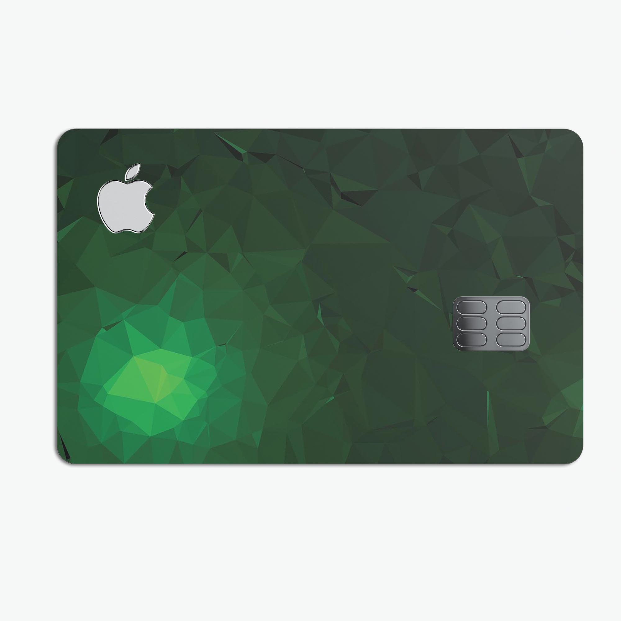 Abstract Green Geometric Shapes decal skin for Apple Card, showcasing a vibrant design with premium vinyl material.