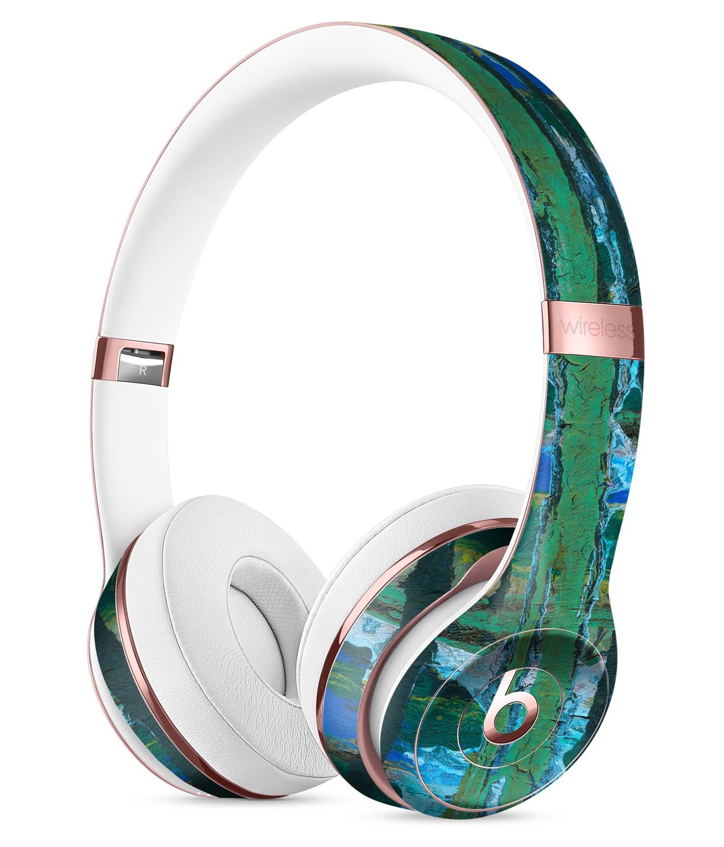 Abstract Green Plaid Paint Skin Kit for Beats by Dre Solo 3 Wireless Headphones, showcasing vibrant colors and a sleek design.