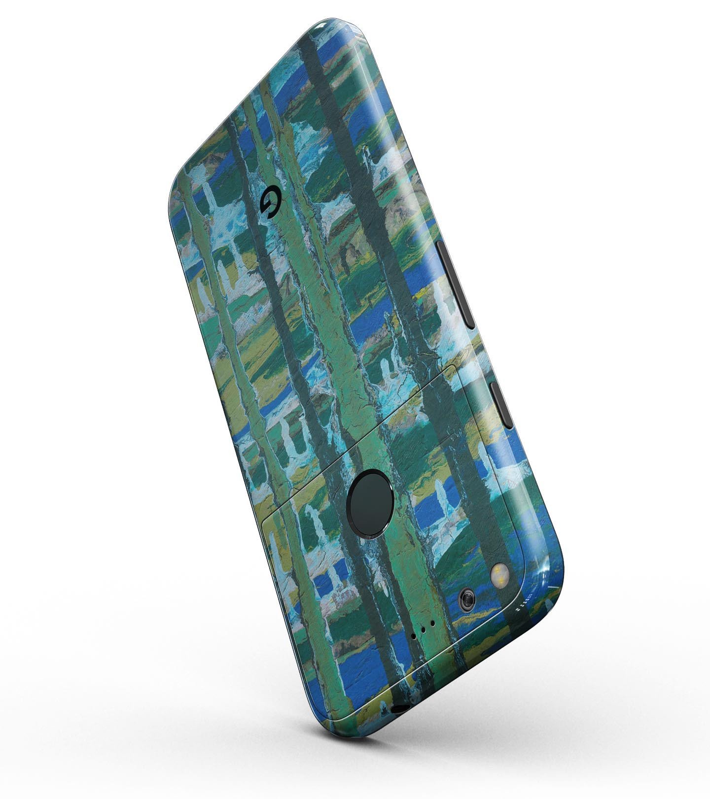 Abstract Green Plaid Full-Body Skin Kit for Google Pixel 5 and 5.5" XL, showcasing a stylish design with precision-fit technology.