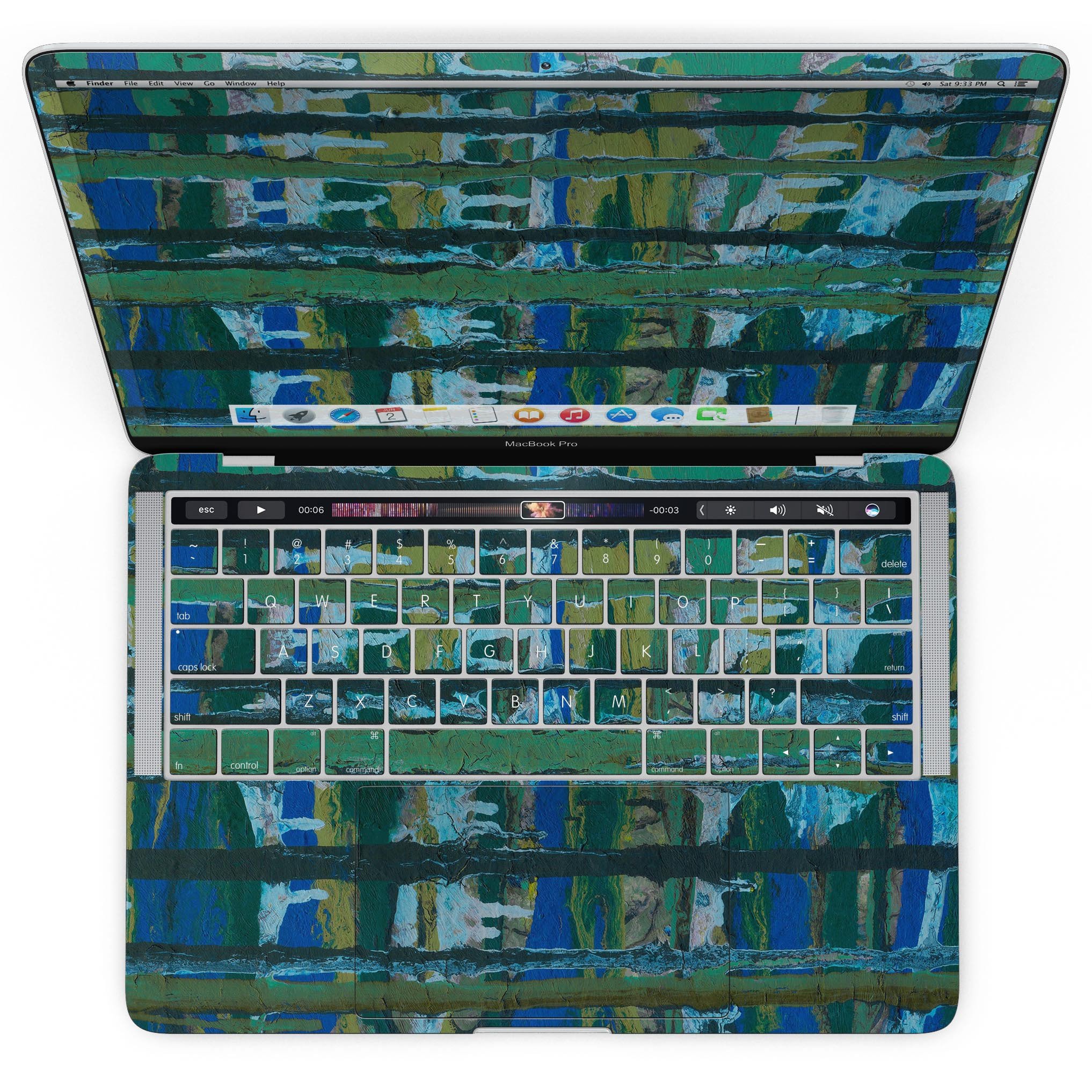 Abstract Green Plaid Paint Skin Kit for MacBook Pro, showcasing a stylish design that protects the device.