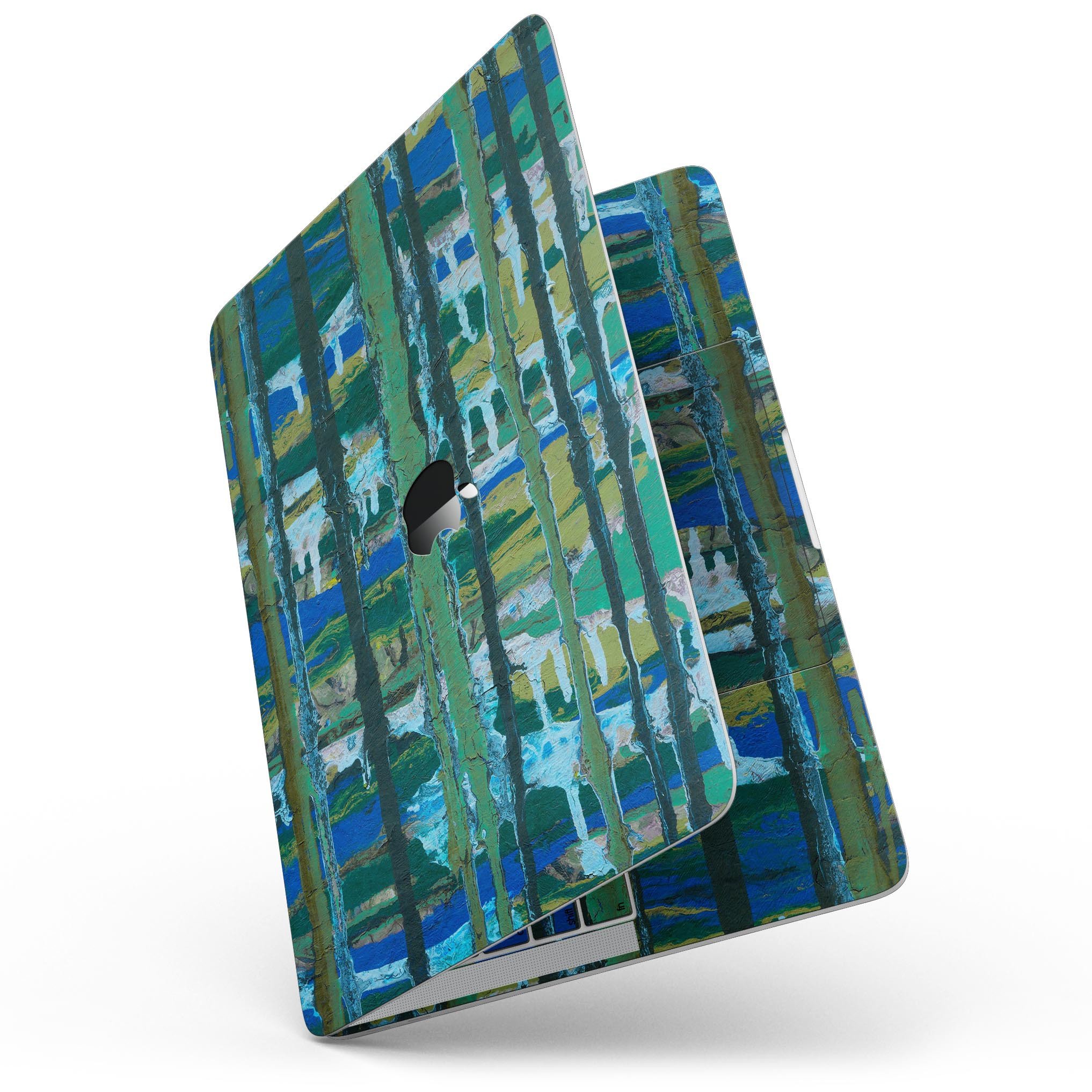 Abstract Green Plaid Paint Skin Kit for MacBook Pro, showcasing a stylish design that protects the device.