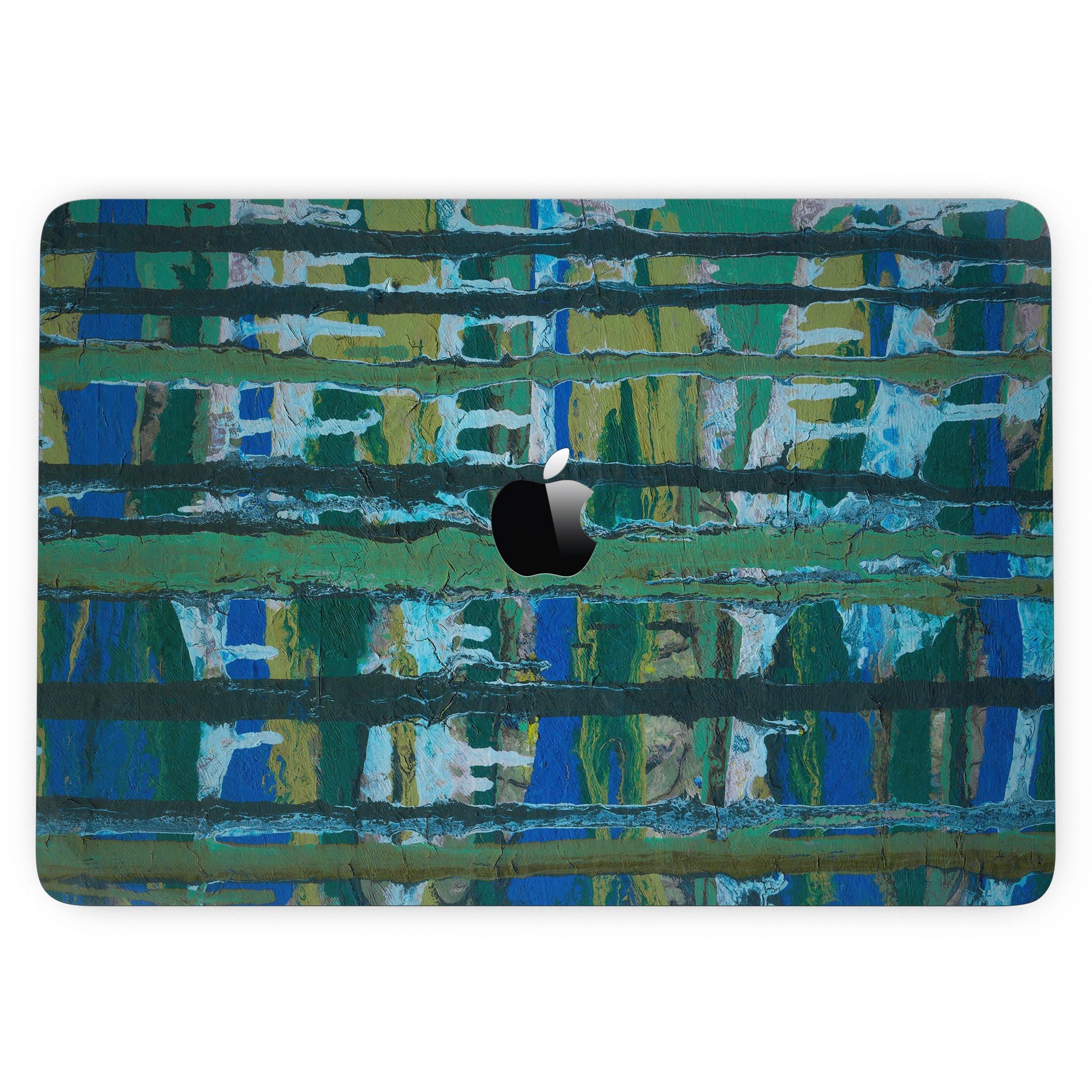 Abstract Green Plaid Paint Skin Kit for MacBook Pro, showcasing a stylish design that protects the device.