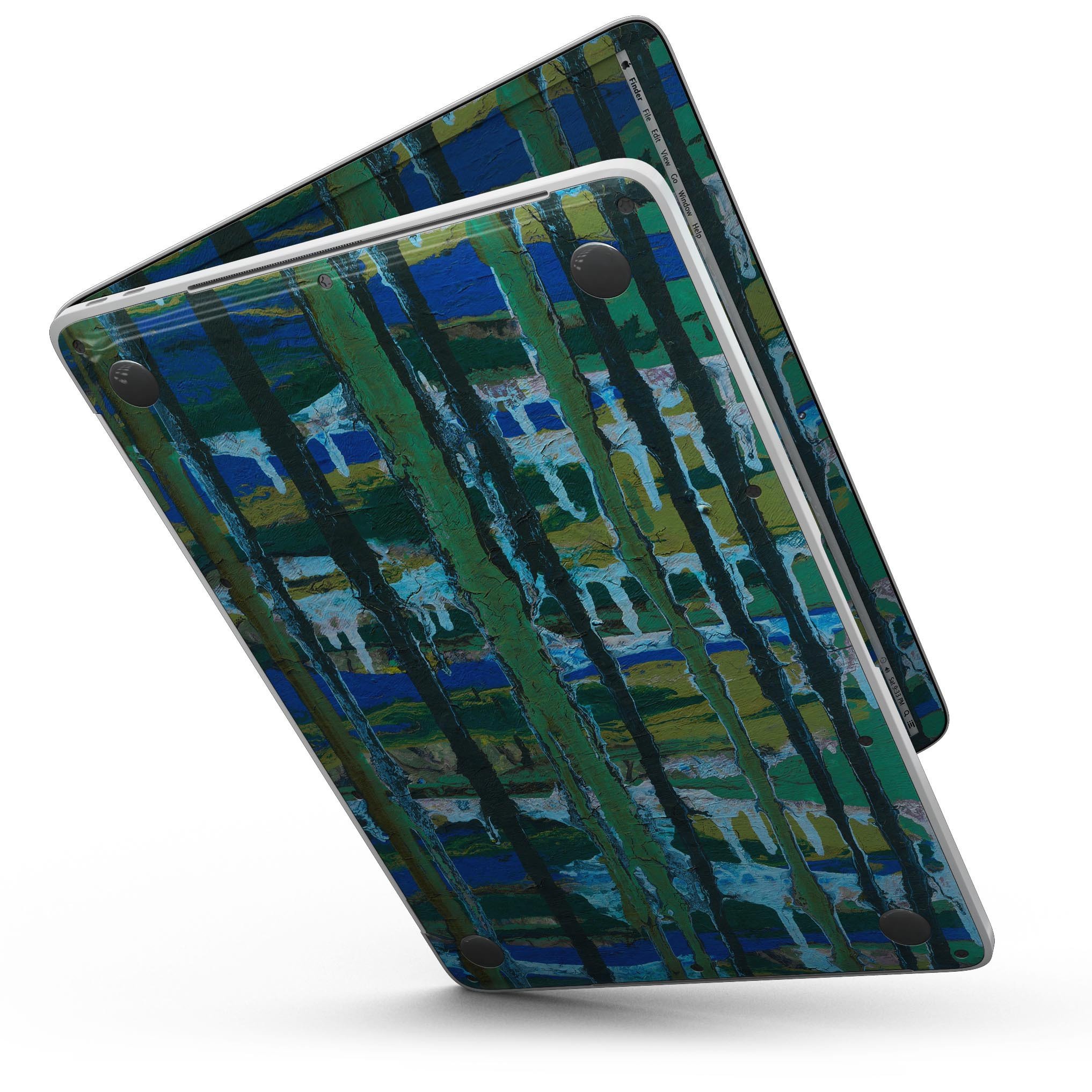 Abstract Green Plaid Paint Skin Kit for MacBook Pro, showcasing a stylish design that protects the device.