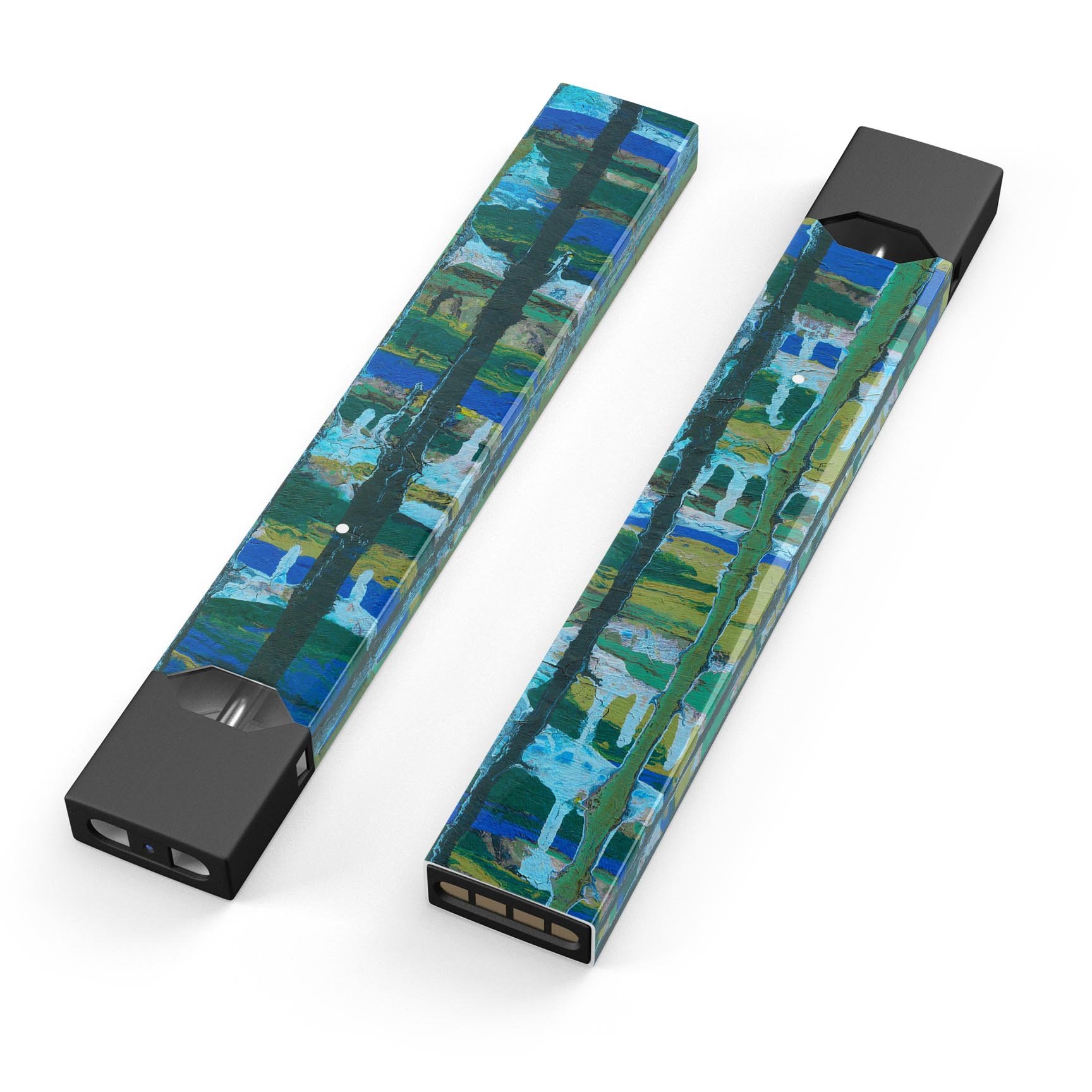 Abstract Green Plaid Paint Wall skin wrap for JUUL vaping device, showcasing a stylish design with protective features.