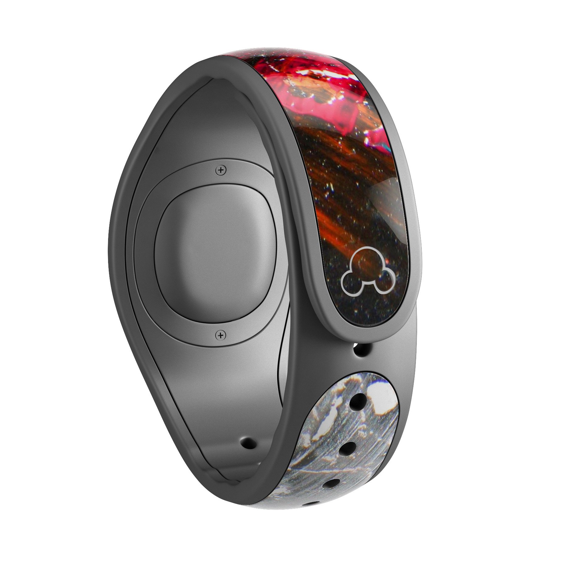 Abstract Grungy Oil Mess decal skin wrap kit for Disney Magic Band, showcasing vibrant colors and unique design.