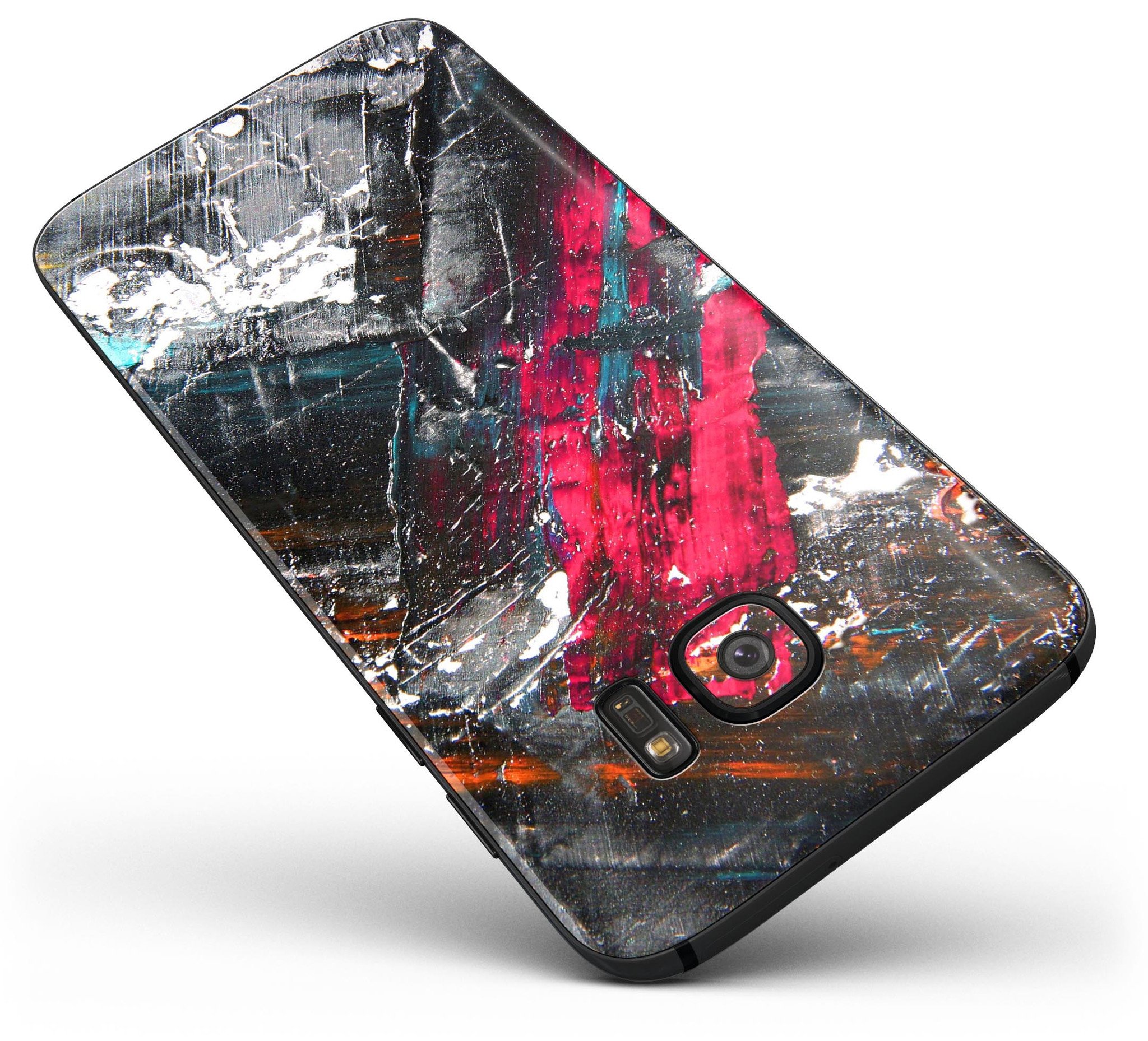 Abstract Grungy Oil Mess skin kit for Samsung Galaxy S7/S7 Edge, showcasing vibrant colors and unique design.