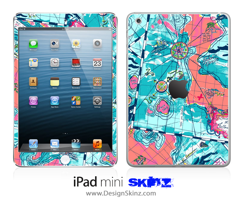 Abstract Map iPad Skin featuring a colorful and artistic design that enhances the look of your iPad while providing protection.