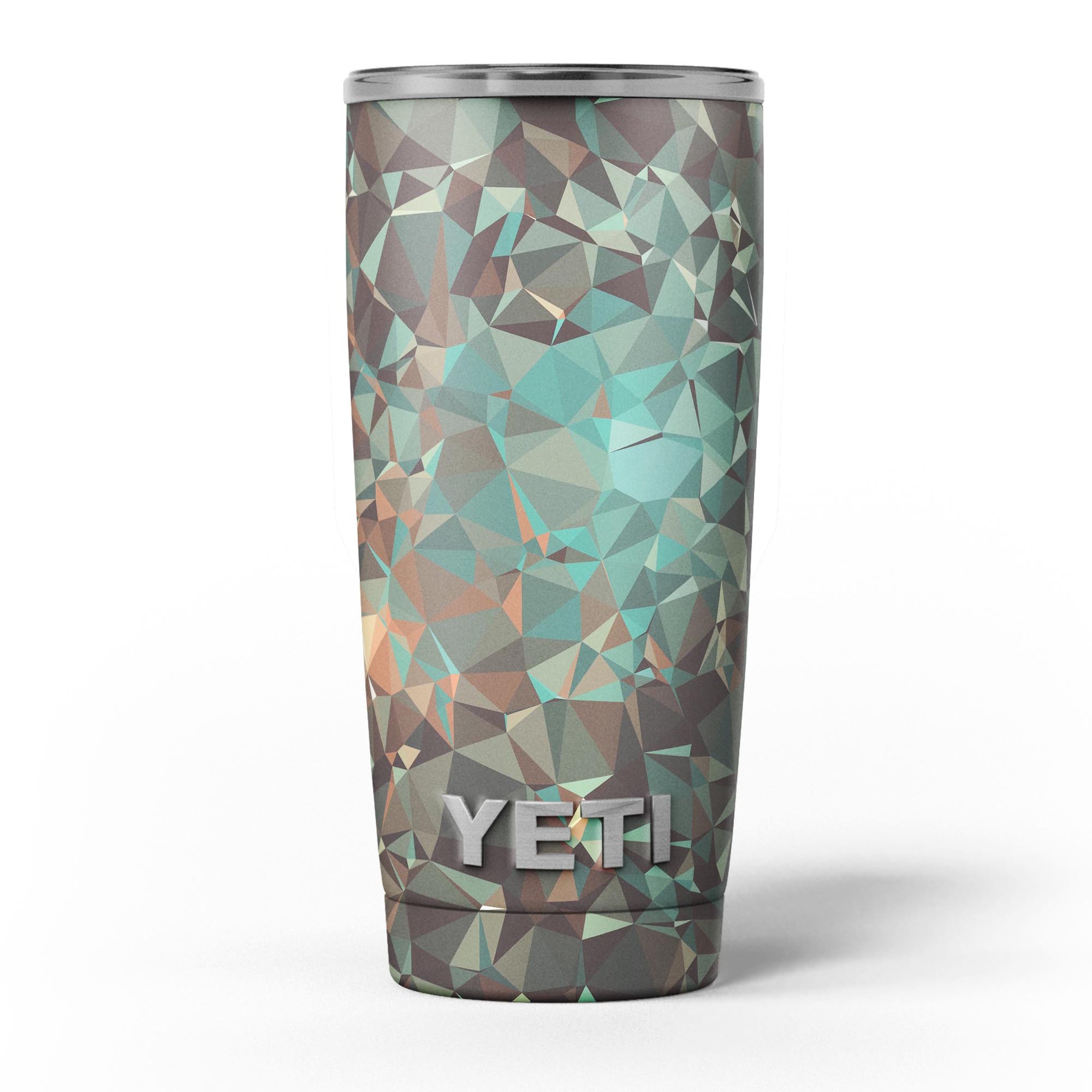 Abstract MultiColor Geometric Shapes Skin Decal Vinyl Wrap for Yeti Cooler, showcasing vibrant colors and unique geometric patterns.