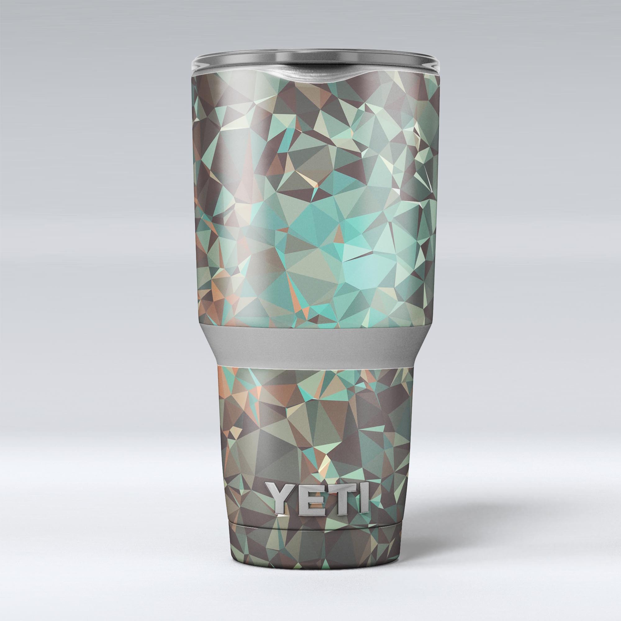 Abstract MultiColor Geometric Shapes Skin Decal Vinyl Wrap for Yeti Cooler, showcasing vibrant colors and unique geometric patterns.