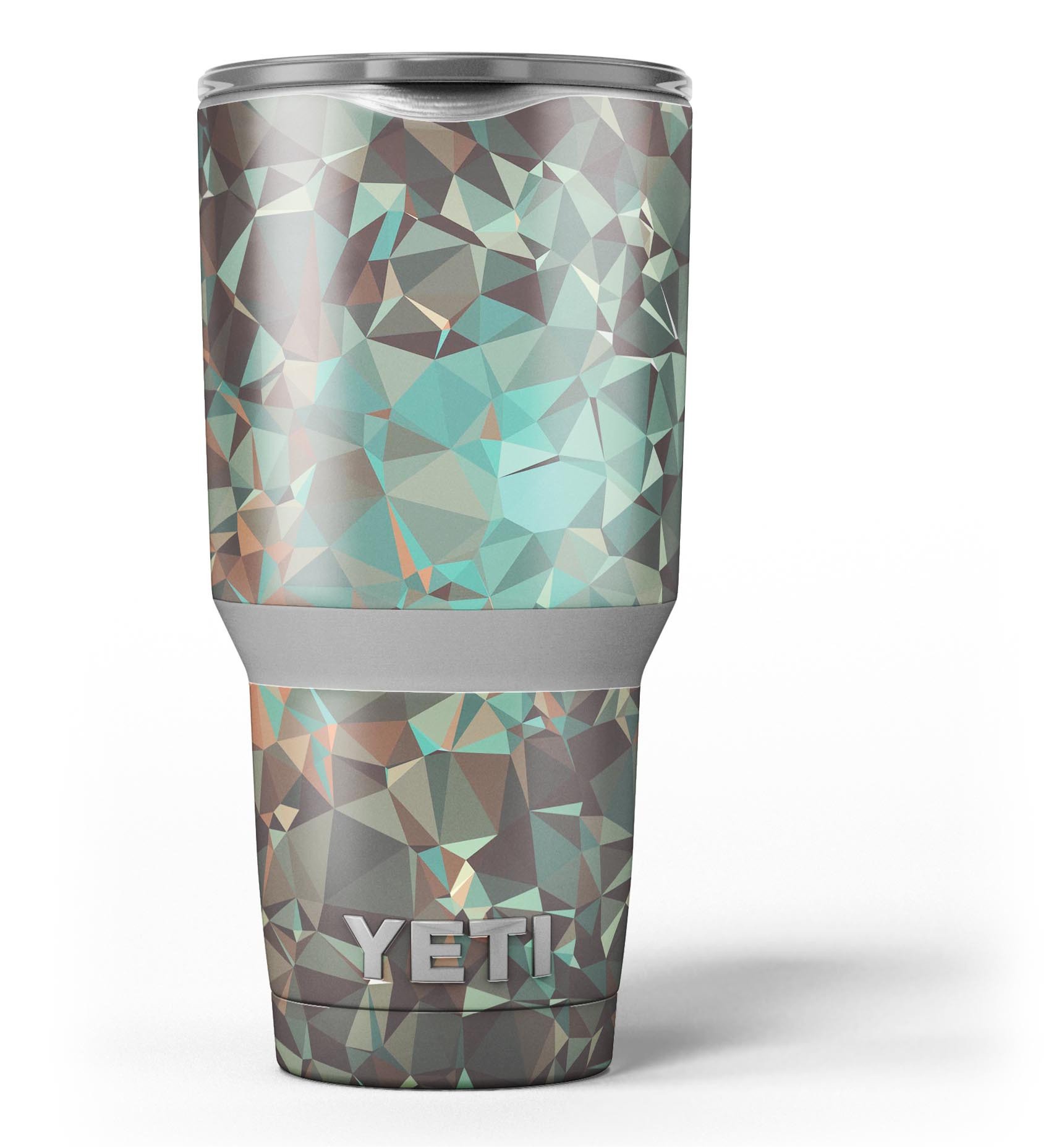 Abstract MultiColor Geometric Shapes Skin Decal Vinyl Wrap for Yeti Cooler, showcasing vibrant colors and unique geometric patterns.