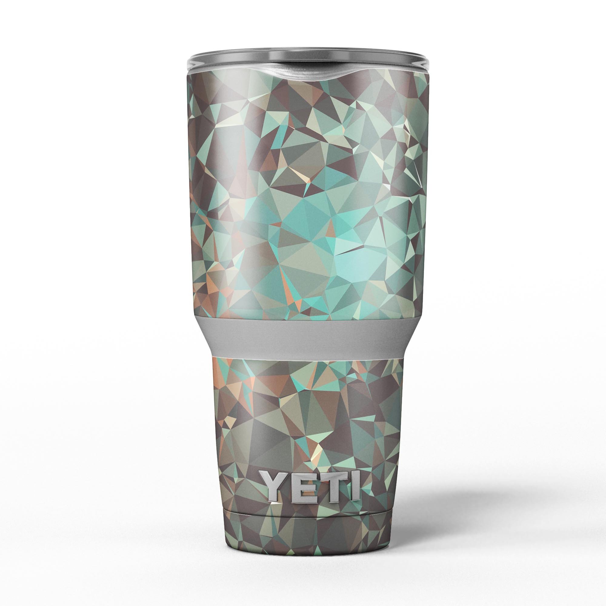 Abstract MultiColor Geometric Shapes Skin Decal Vinyl Wrap for Yeti Cooler, showcasing vibrant colors and unique geometric patterns.