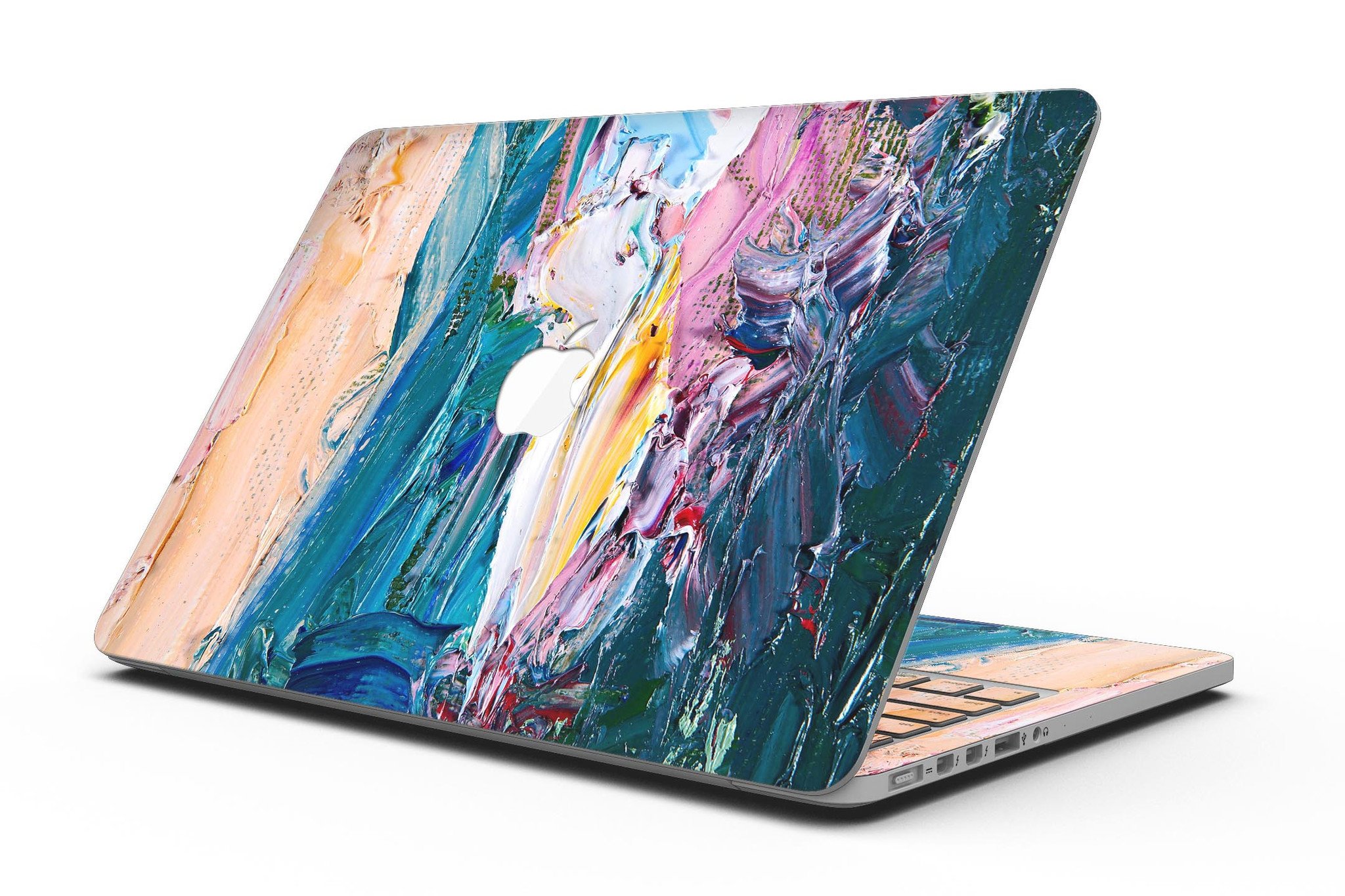 Abstract Oil Strokes skin for MacBook Pro with Retina Display, showcasing vibrant colors and artistic design.