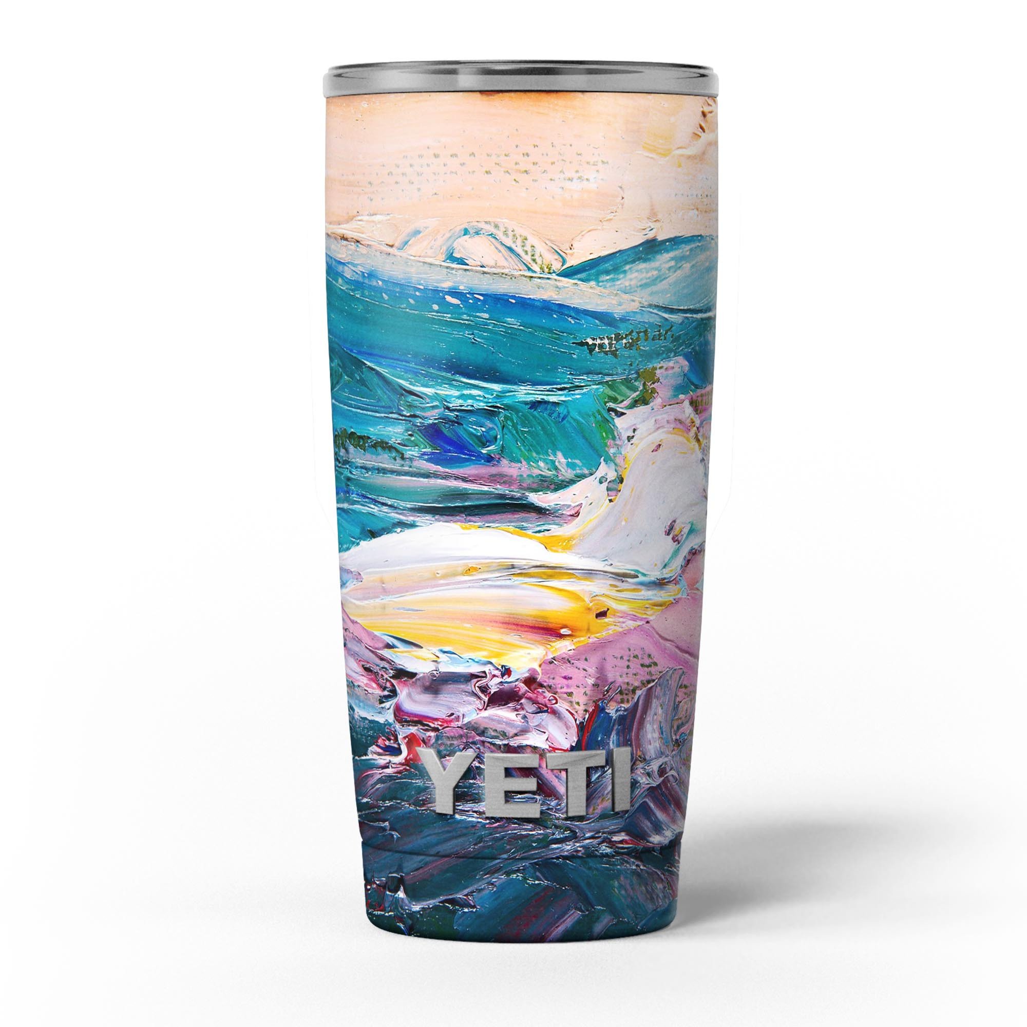 Abstract Oil Strokes skin decal vinyl wrap kit for Yeti Cooler, showcasing vibrant colors and unique design.