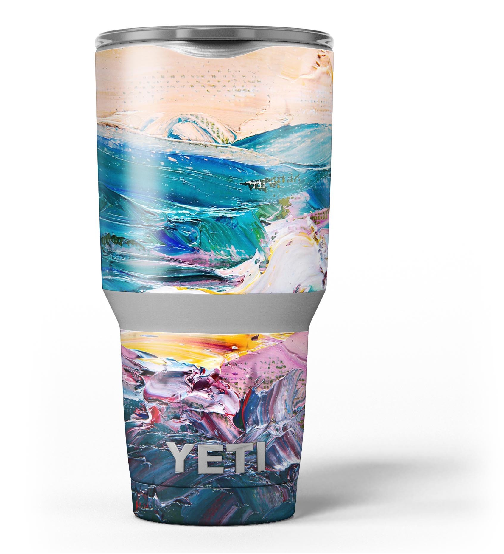 Abstract Oil Strokes skin decal vinyl wrap kit for Yeti Cooler, showcasing vibrant colors and unique design.