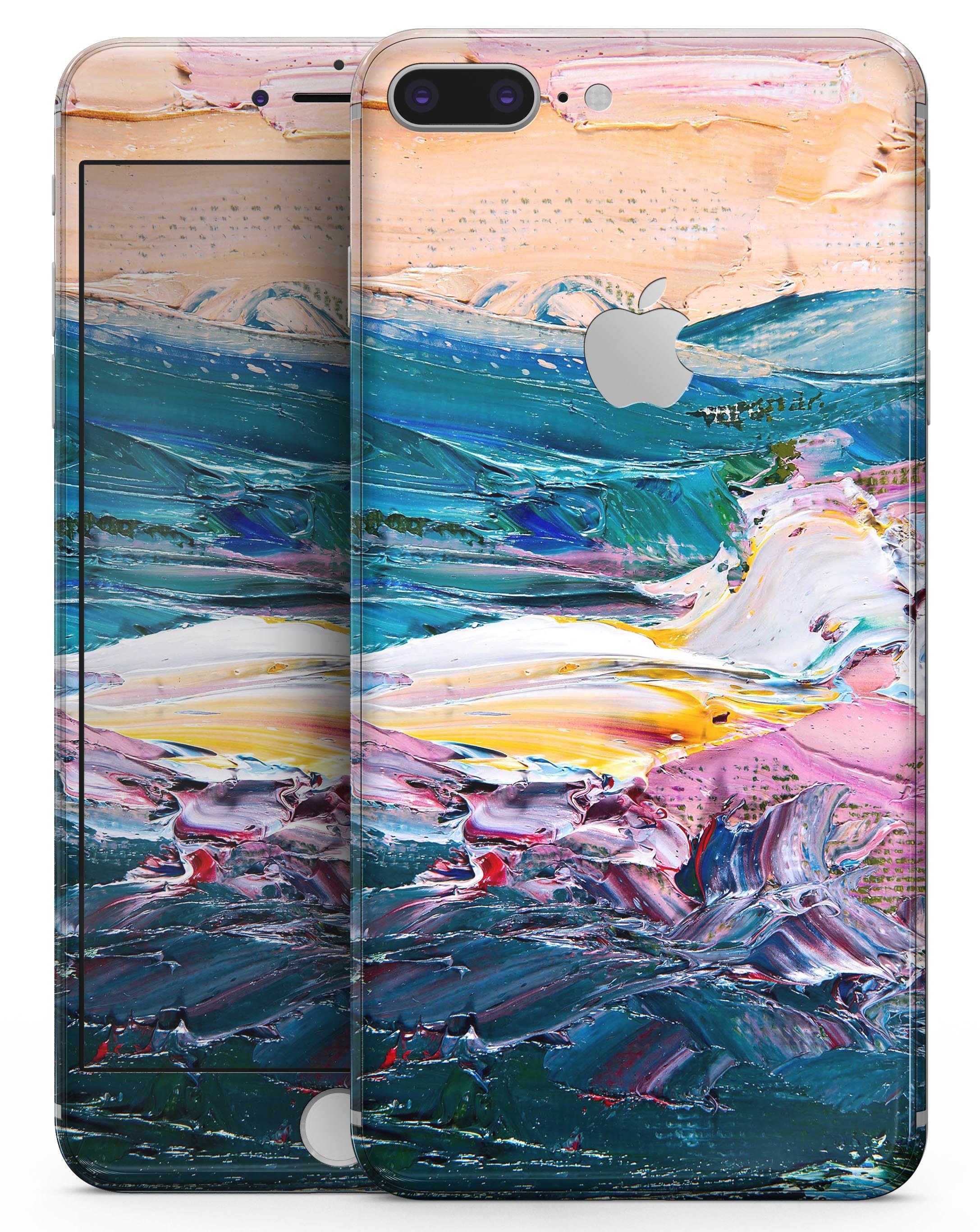 Abstract Oil Strokes skin for iPhone 8 and 8 Plus, showcasing vibrant colors and a sleek design.