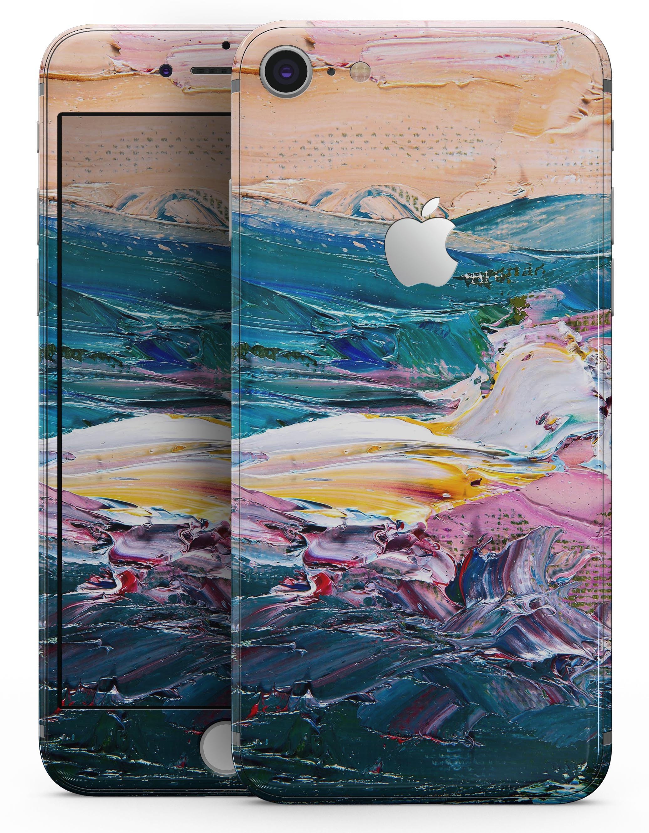 Abstract Oil Strokes skin for iPhone 8 and 8 Plus, showcasing vibrant colors and a sleek design.