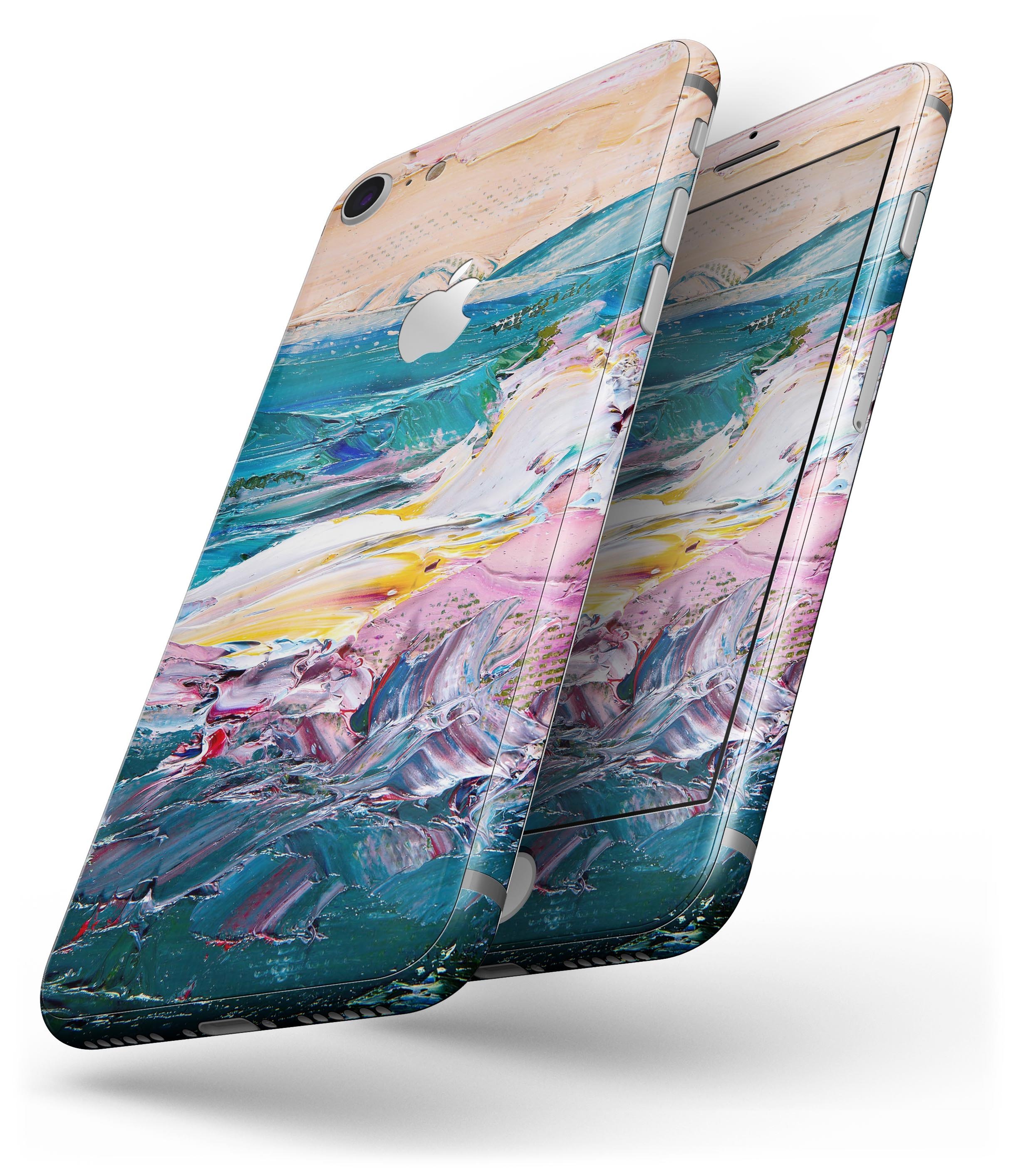 Abstract Oil Strokes skin for iPhone 8 and 8 Plus, showcasing vibrant colors and a sleek design.