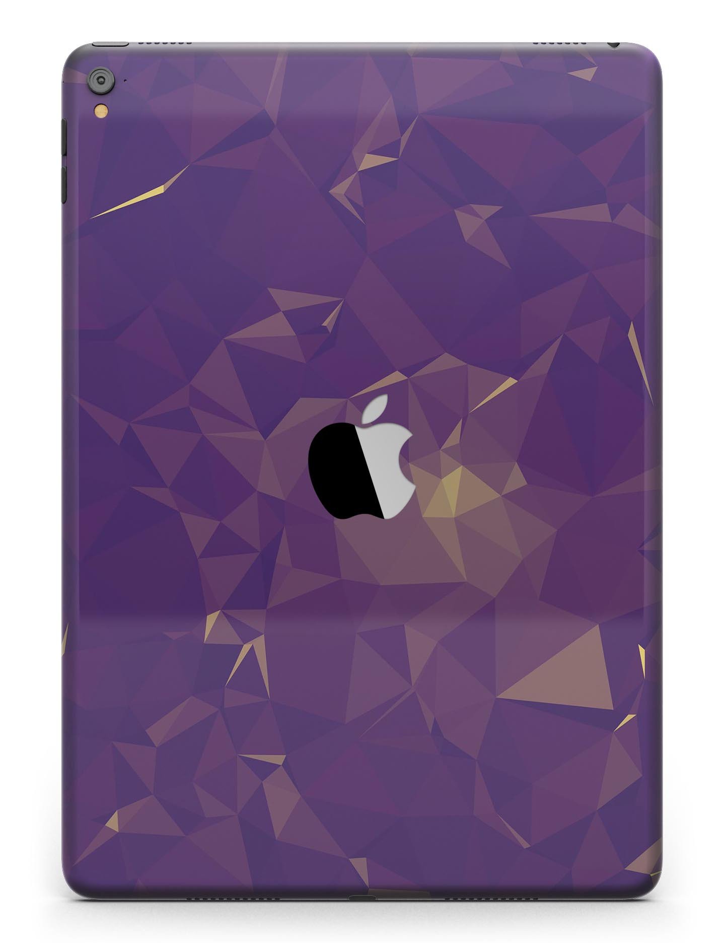Abstract Purple and Gold Geometric Shapes Full Body Skin for iPad, showcasing vibrant colors and unique design.