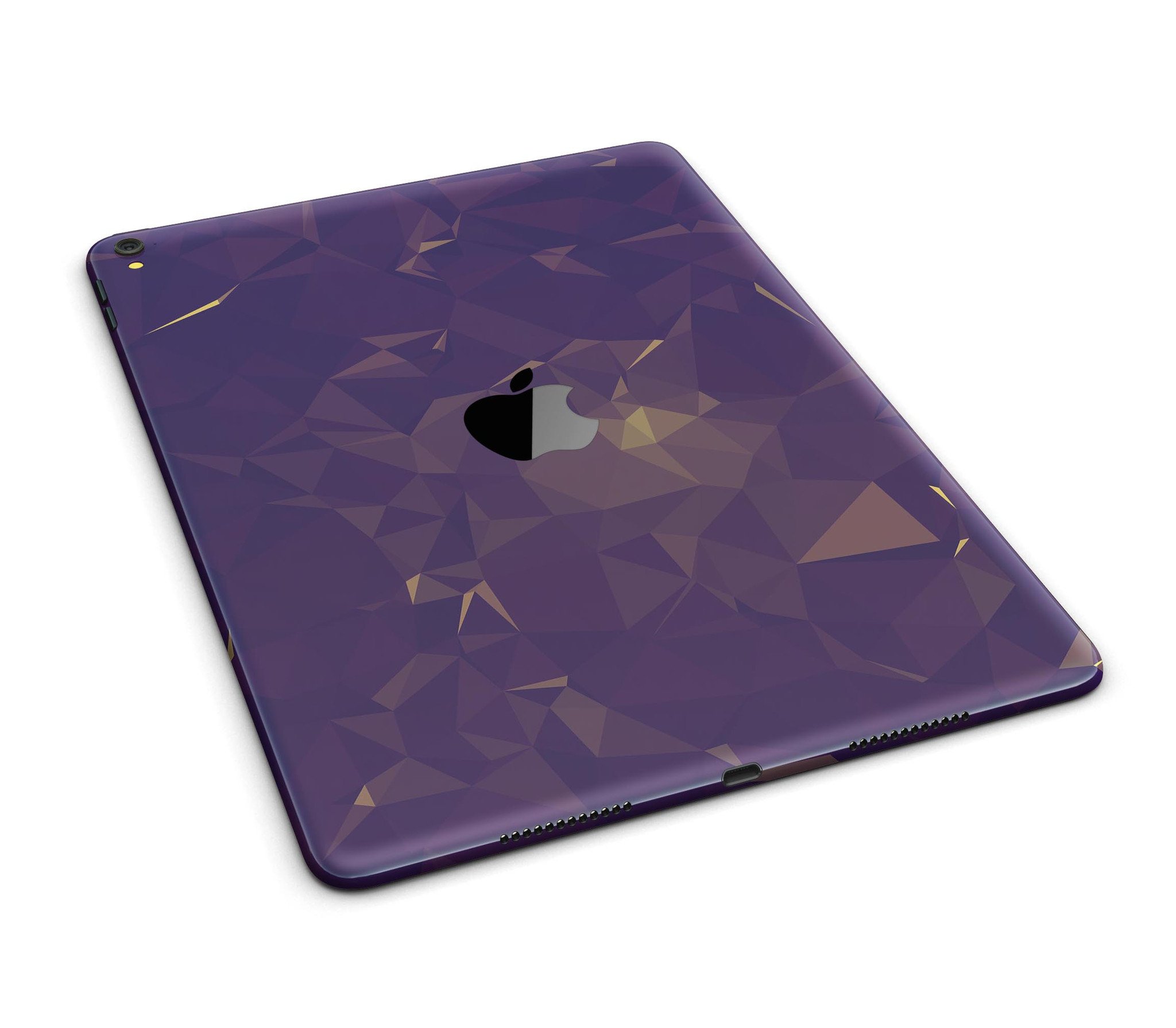 Abstract Purple and Gold Geometric Shapes Full Body Skin for iPad, showcasing vibrant colors and unique design.