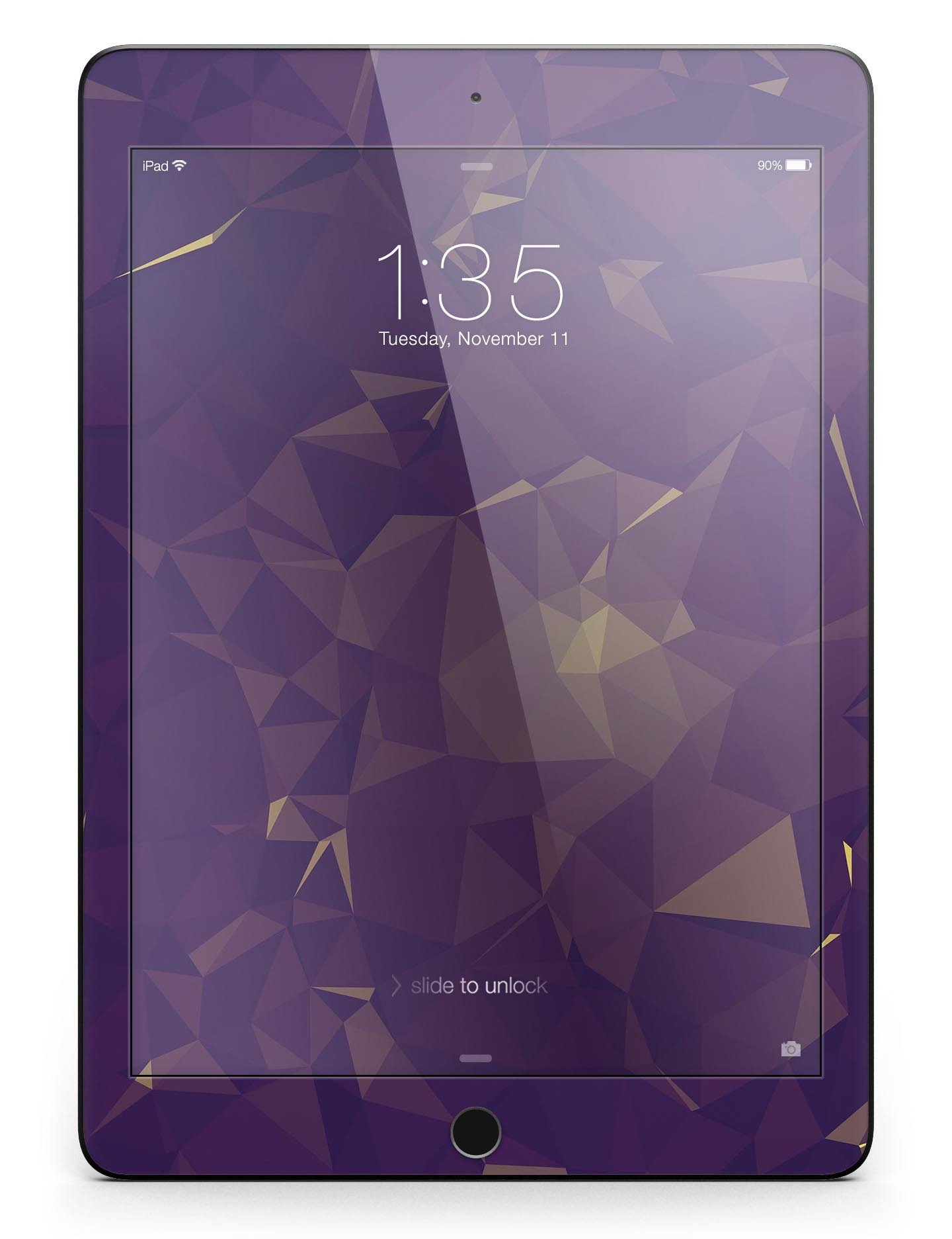 Abstract Purple and Gold Geometric Shapes Full Body Skin for iPad, showcasing vibrant colors and unique design.