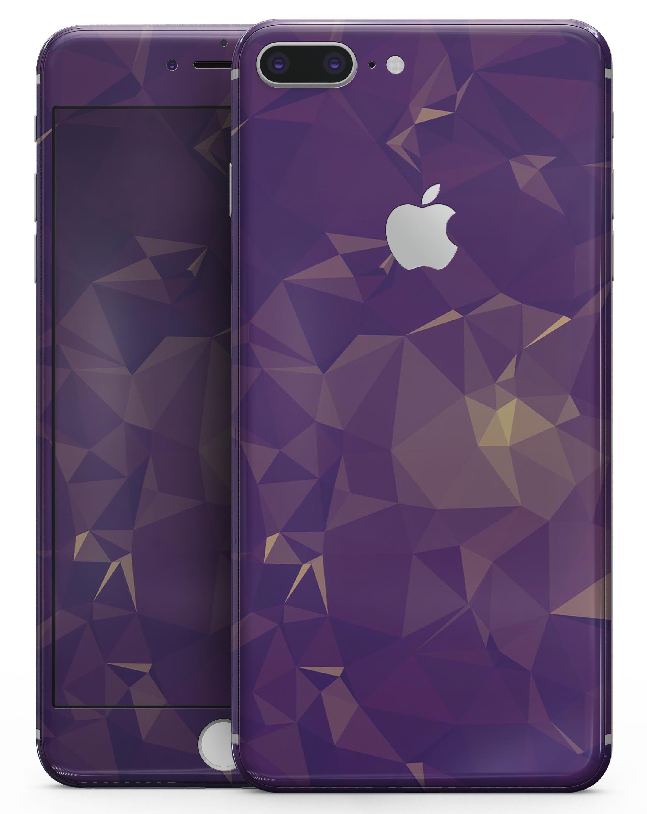 Abstract Purple and Gold Geometric Shapes skin for iPhone 8, showcasing vibrant colors and geometric patterns.