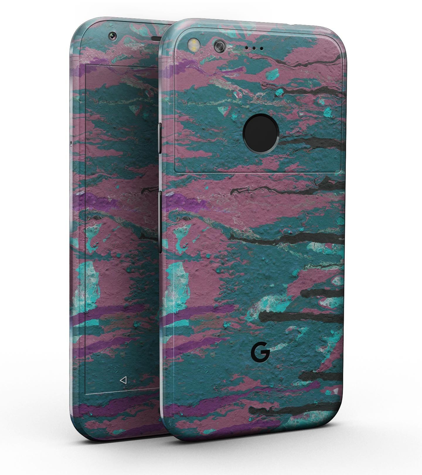 Abstract Retro Pink Wet Paint skin kit for Google Pixel, showcasing vibrant pink design and precision fit for full-body protection.