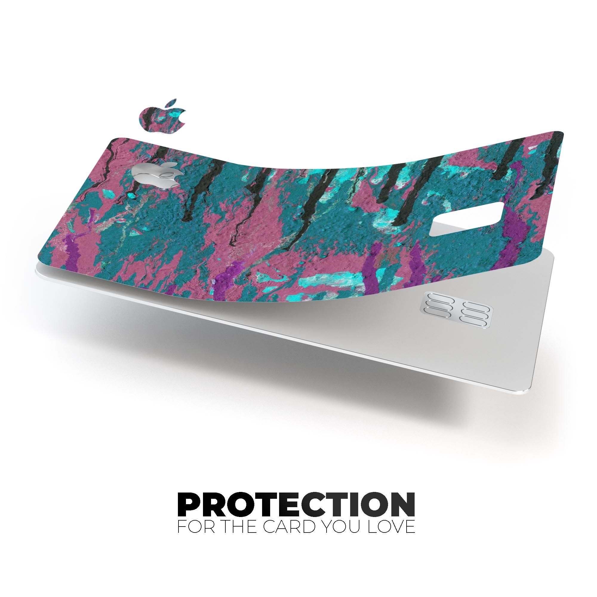 Abstract Retro Pink Wet Paint skin for Apple Card, showcasing vibrant colors and premium vinyl material.