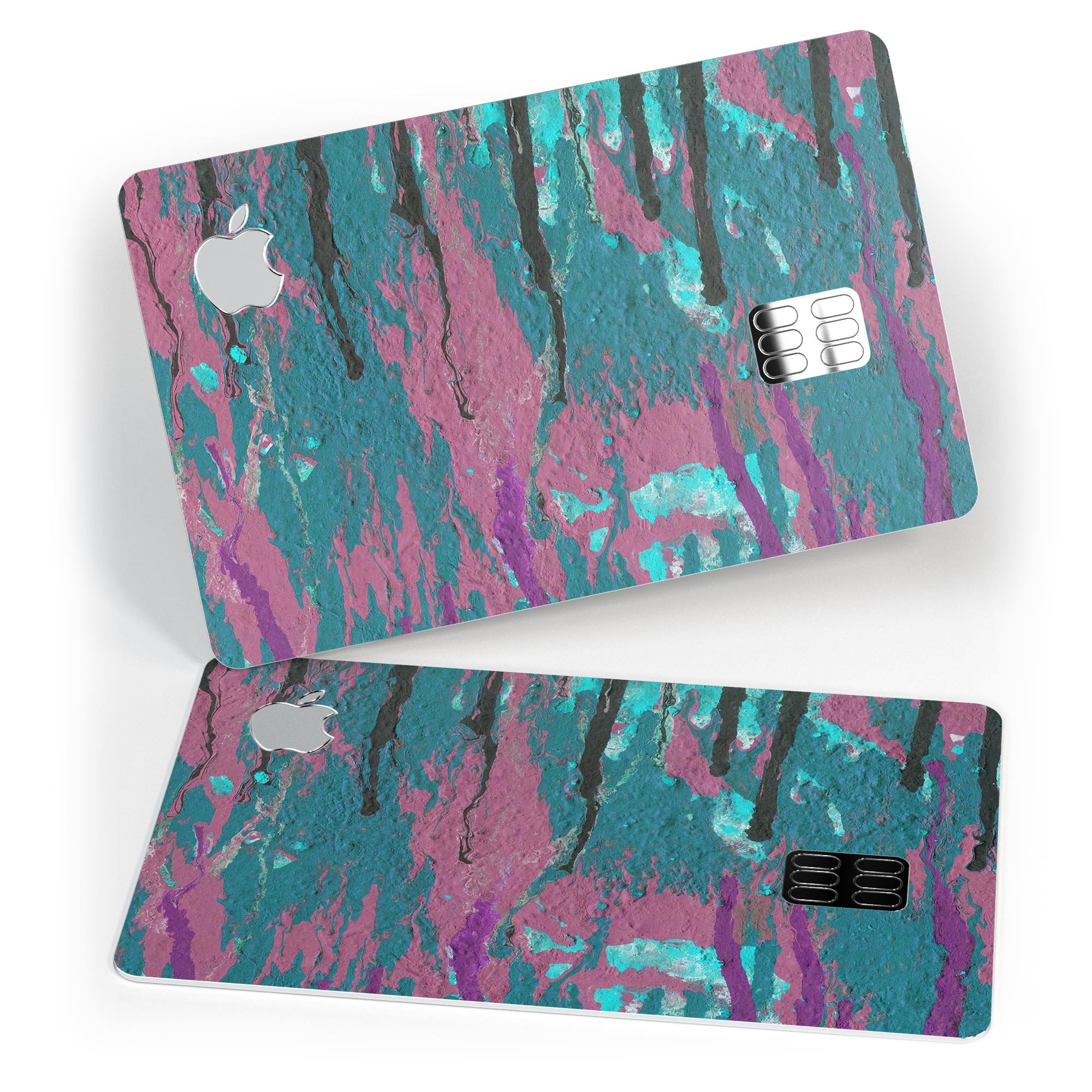 Abstract Retro Pink Wet Paint skin for Apple Card, showcasing vibrant colors and premium vinyl material.