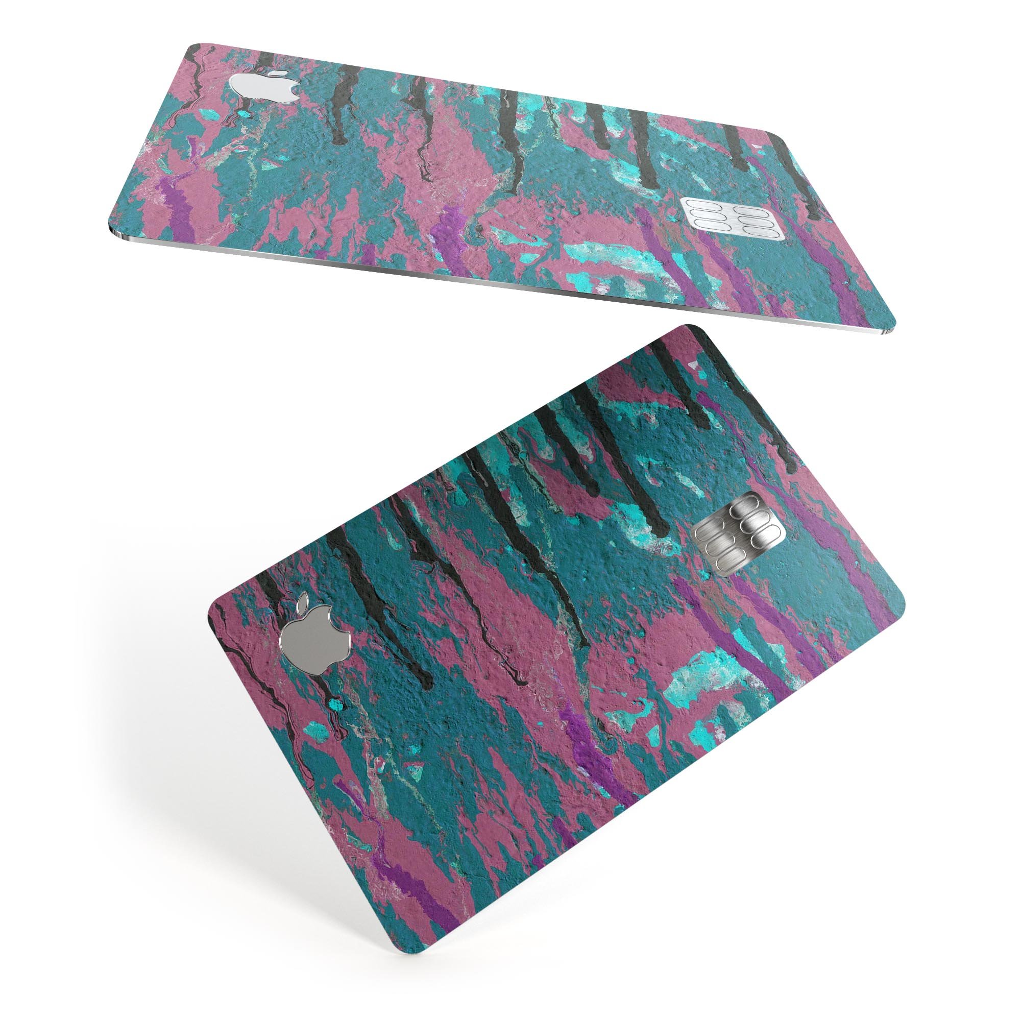 Abstract Retro Pink Wet Paint skin for Apple Card, showcasing vibrant colors and premium vinyl material.