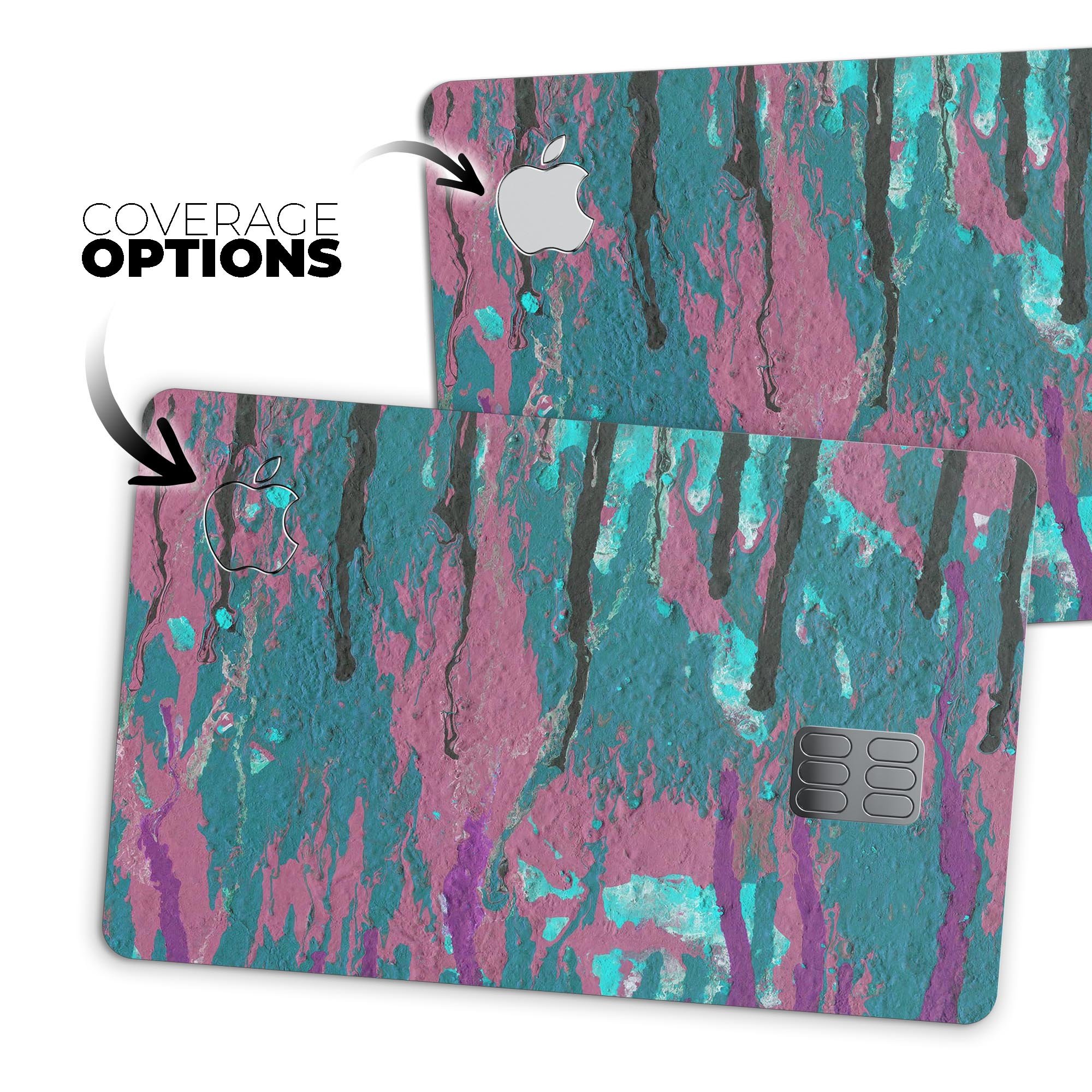 Abstract Retro Pink Wet Paint skin for Apple Card, showcasing vibrant colors and premium vinyl material.