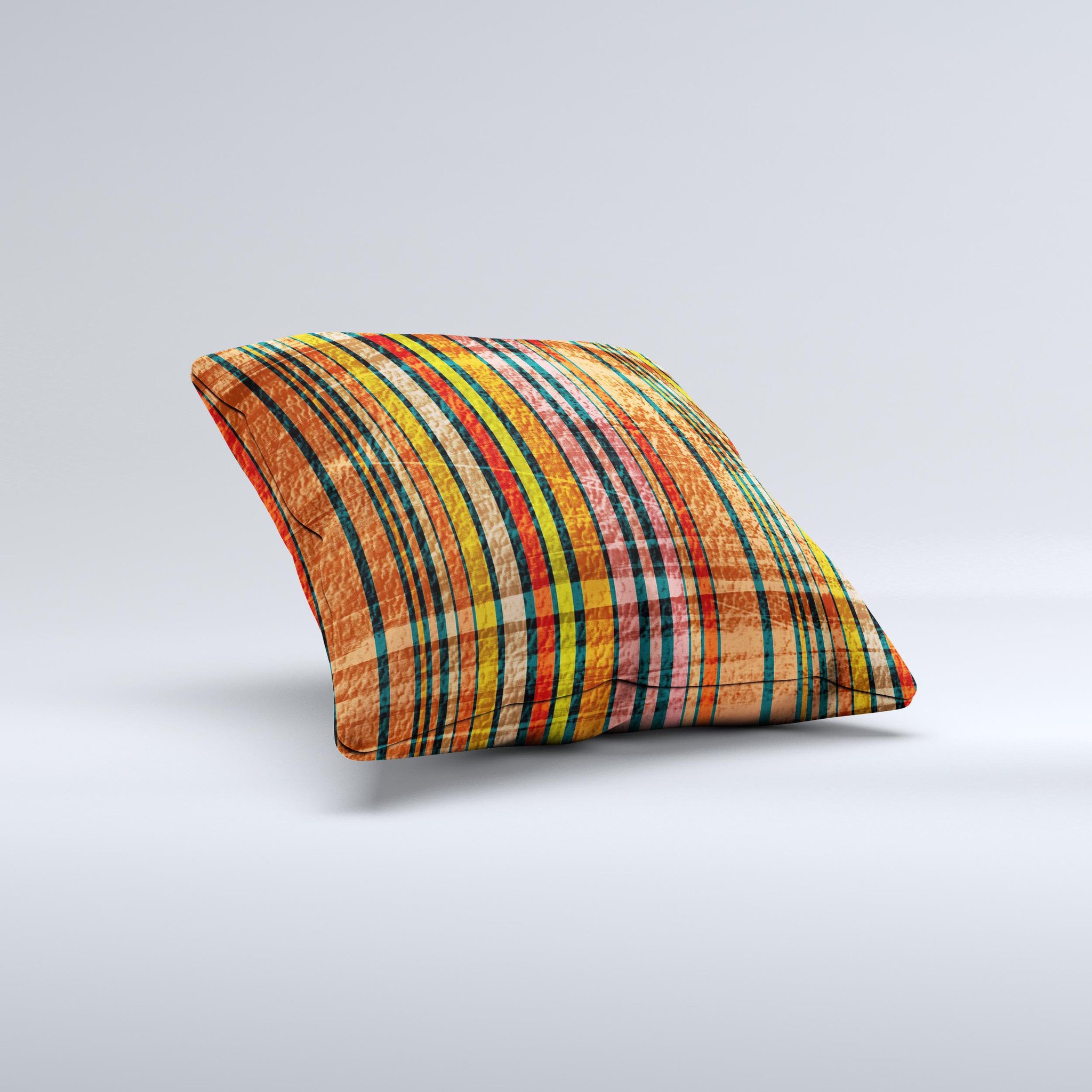 Abstract Retro Stripes ink-Fuzed Decorative Throw Pillow featuring vibrant colors and unique handcrafted design, perfect for home decor.
