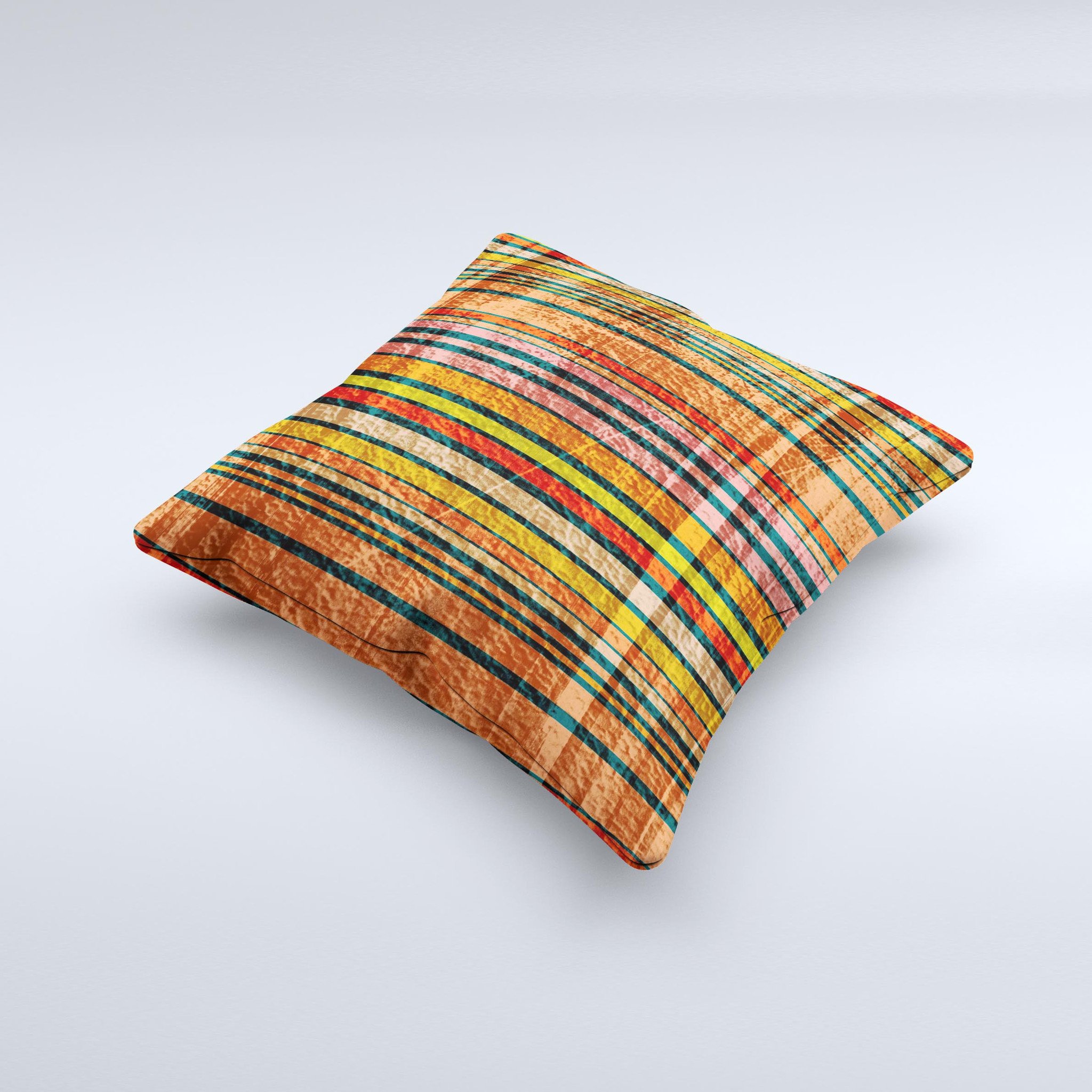 Abstract Retro Stripes ink-Fuzed Decorative Throw Pillow featuring vibrant colors and unique handcrafted design, perfect for home decor.