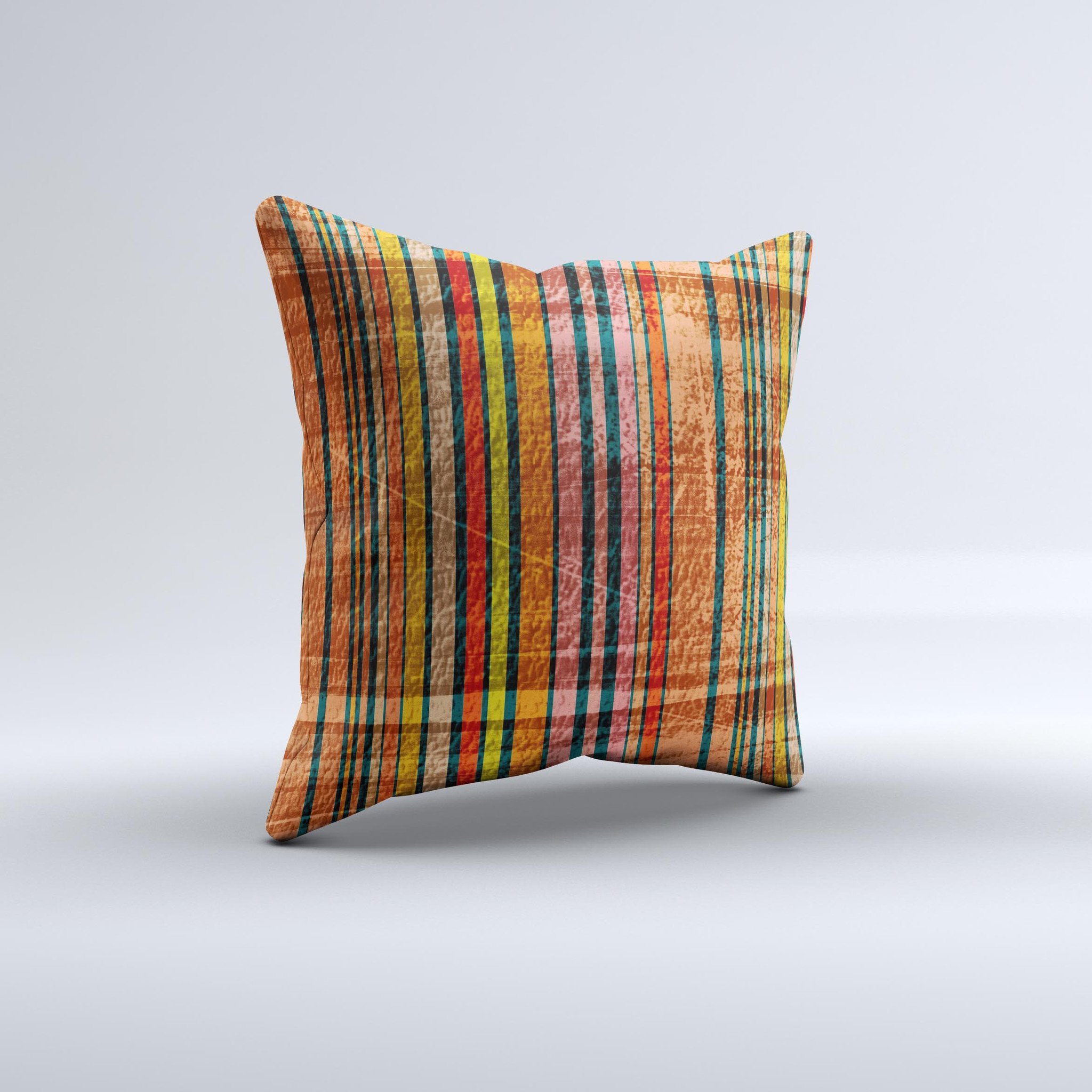 Abstract Retro Stripes ink-Fuzed Decorative Throw Pillow featuring vibrant colors and unique handcrafted design, perfect for home decor.