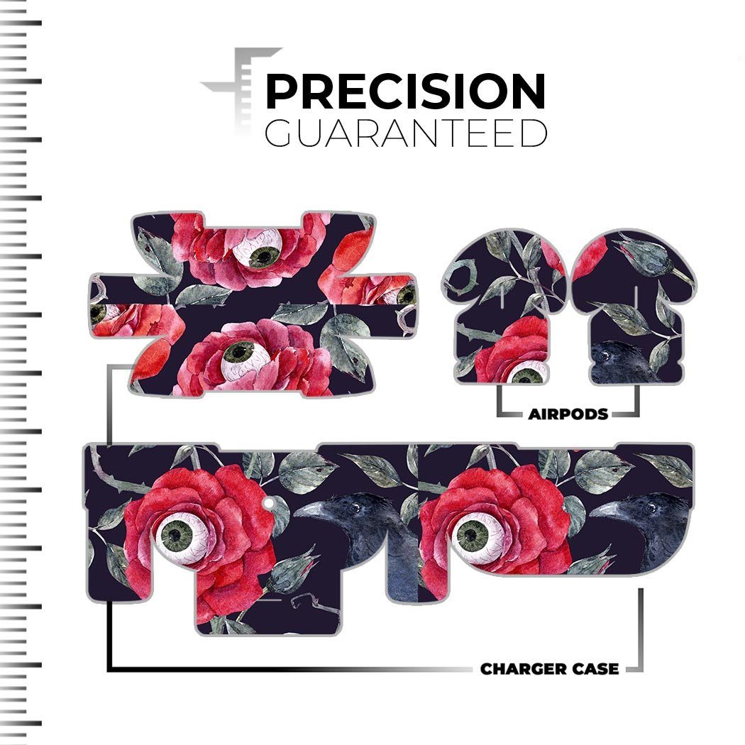 Abstract Roses with Eyes skin decal wrap kit for Apple AirPods Pro, showcasing vibrant floral design and premium quality finish.