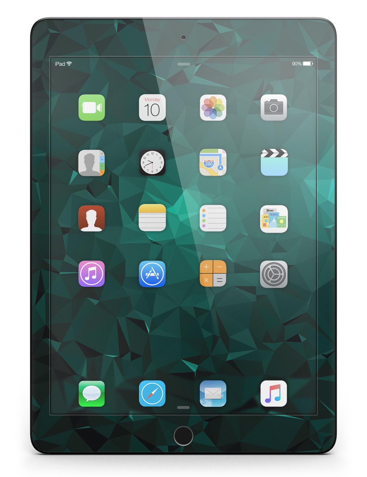 Abstract Teal Geometric Shapes Full Body Skin for iPad Pro, showcasing vibrant colors and a sleek design.