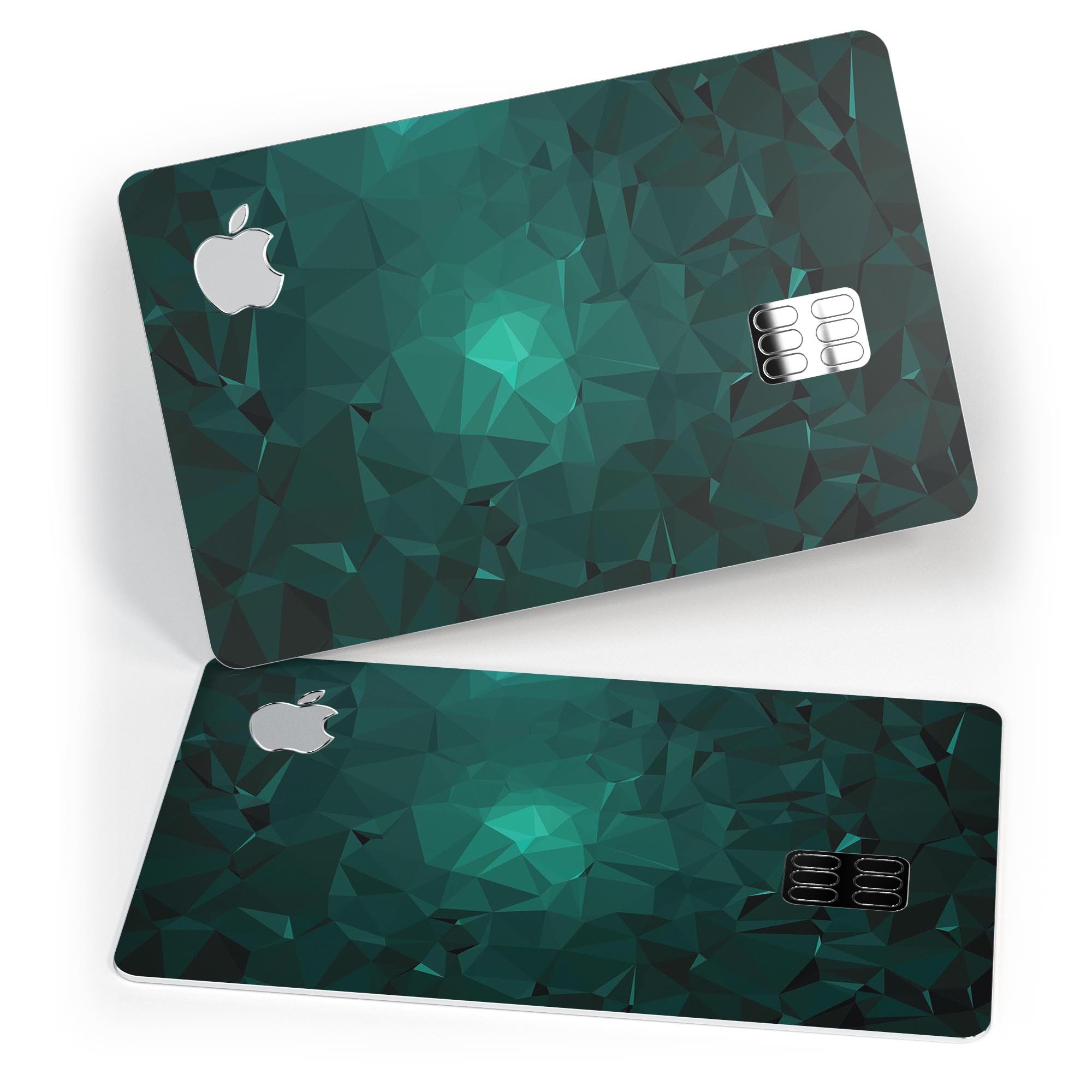 Abstract Teal Geometric Shapes decal skin for Apple Card, showcasing vibrant colors and a stylish design.