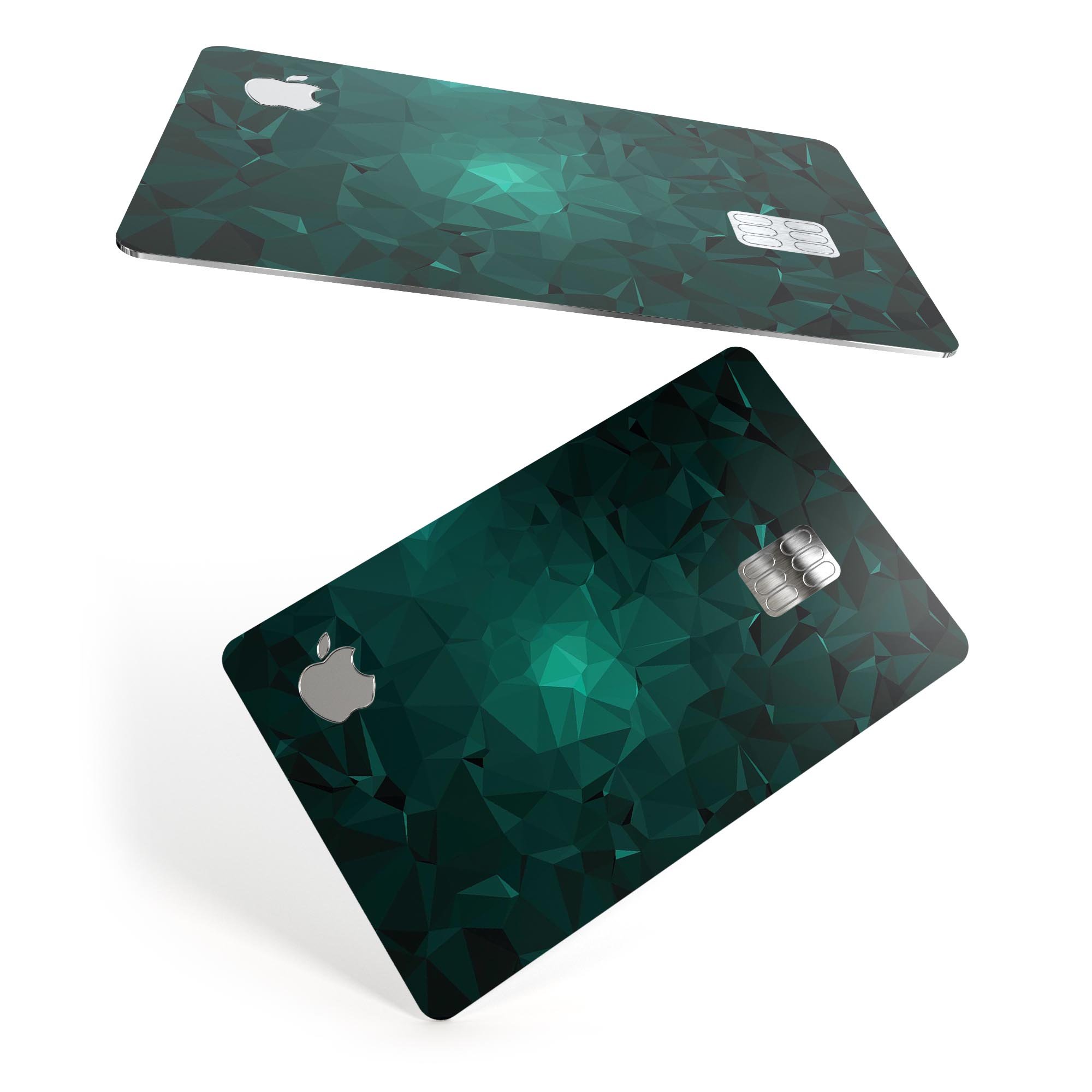 Abstract Teal Geometric Shapes decal skin for Apple Card, showcasing vibrant colors and a stylish design.