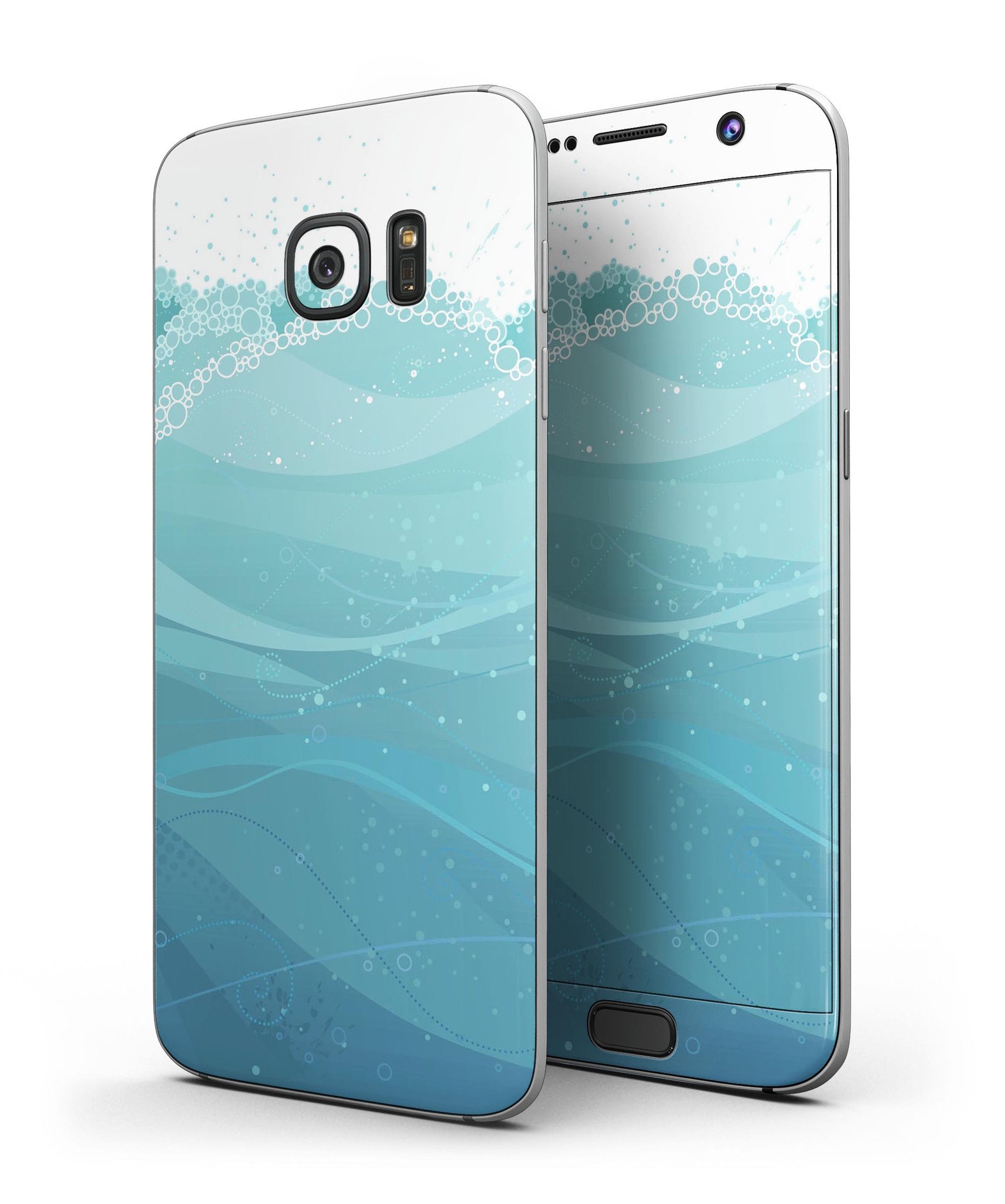 Abstract WaterWaves Full Body Skin-Kit for Samsung Galaxy S7 and S7 Edge, showcasing vibrant wave patterns and sleek design.