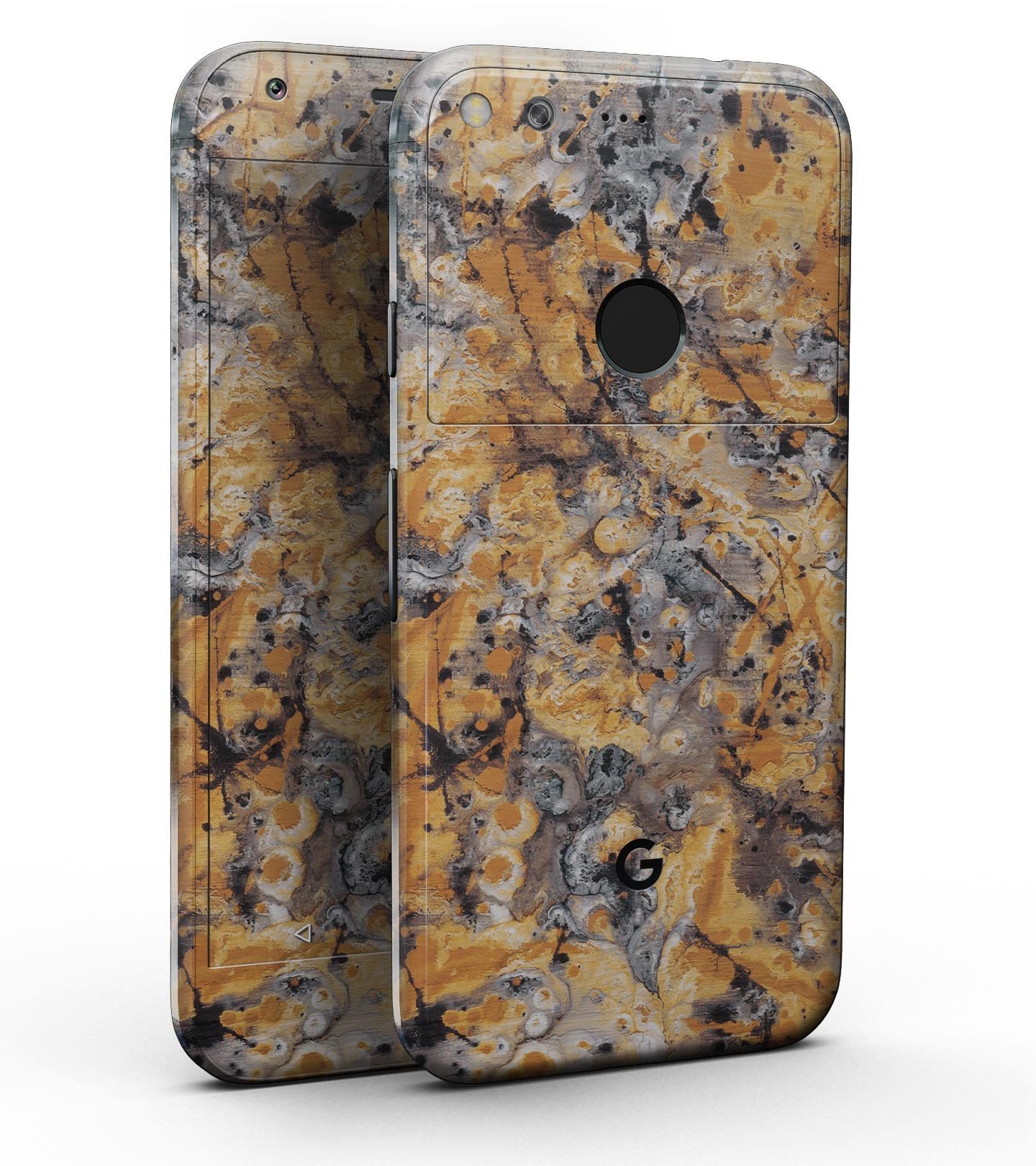 Abstract Wet Gold Paint Full-Body Skin Kit for Google Pixel, showcasing sleek design and precision fit.