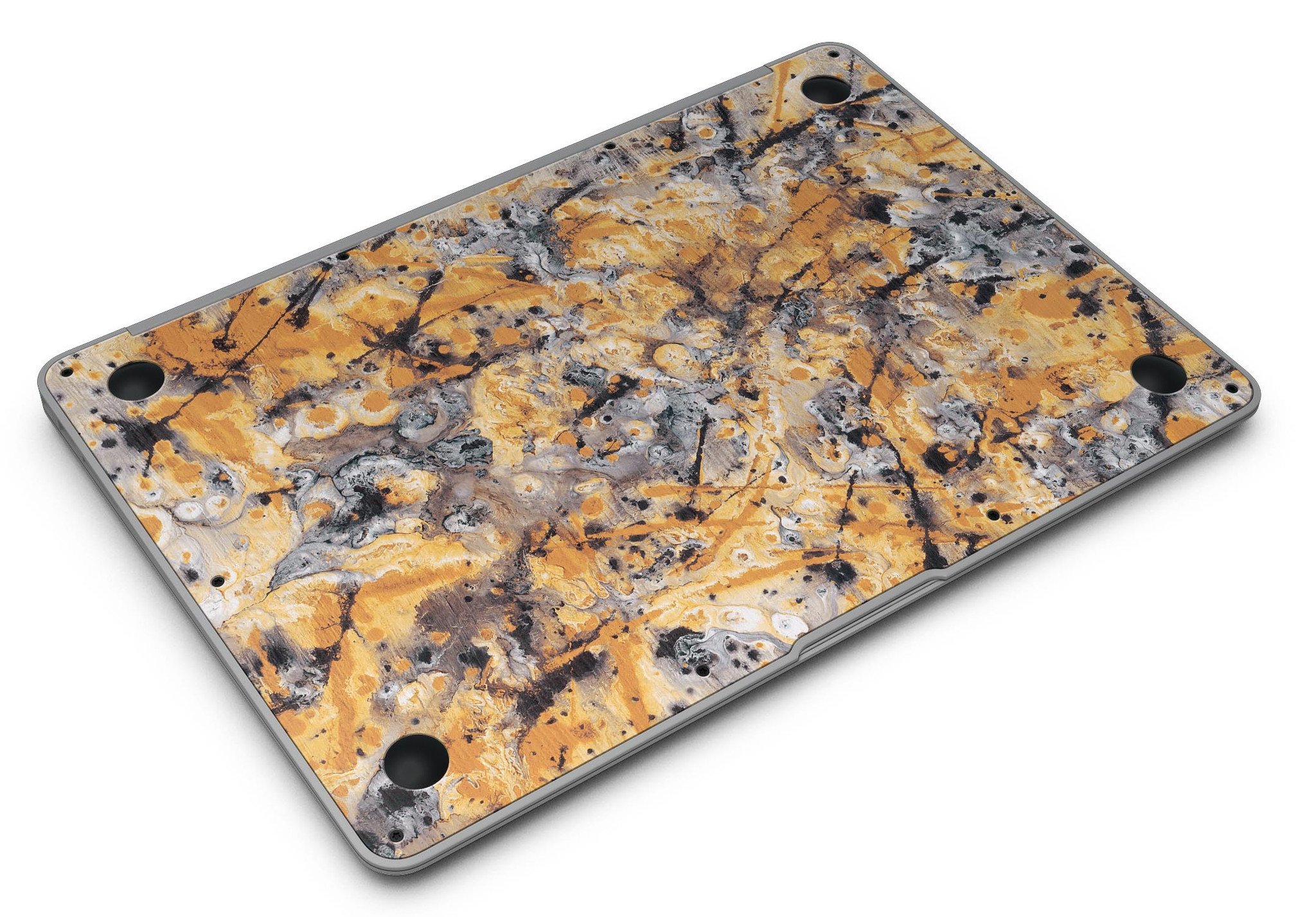 Abstract Wet Gold Paint Skin Kit for MacBook Air, showcasing a stylish design with premium vinyl material.