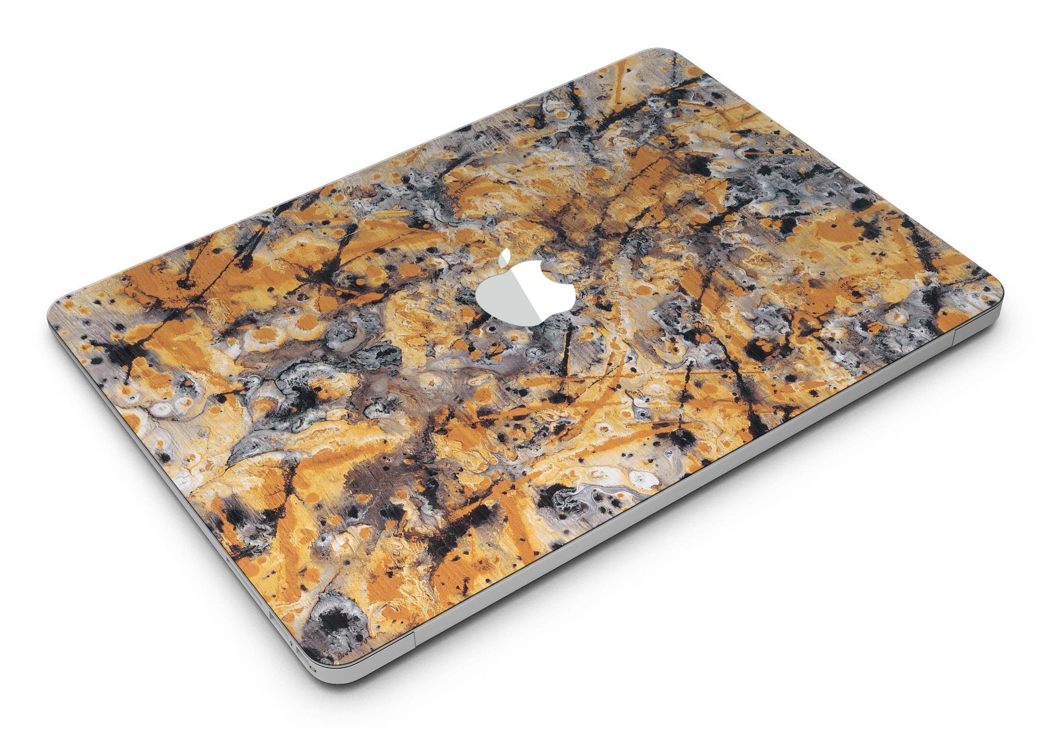 Abstract Wet Gold Paint Skin Kit for MacBook Air, showcasing a stylish design with premium vinyl material.