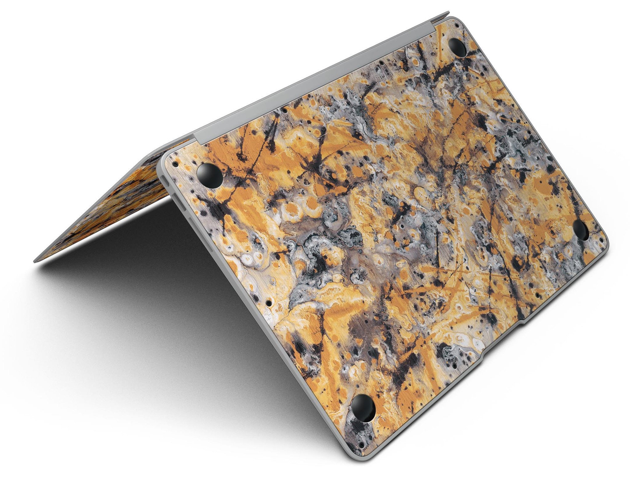 Abstract Wet Gold Paint Skin Kit for MacBook Air, showcasing a stylish design with premium vinyl material.