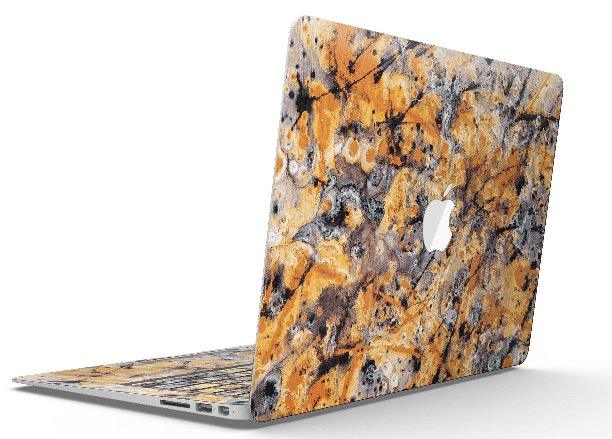 Abstract Wet Gold Paint Skin Kit for MacBook Air, showcasing a stylish design with premium vinyl material.