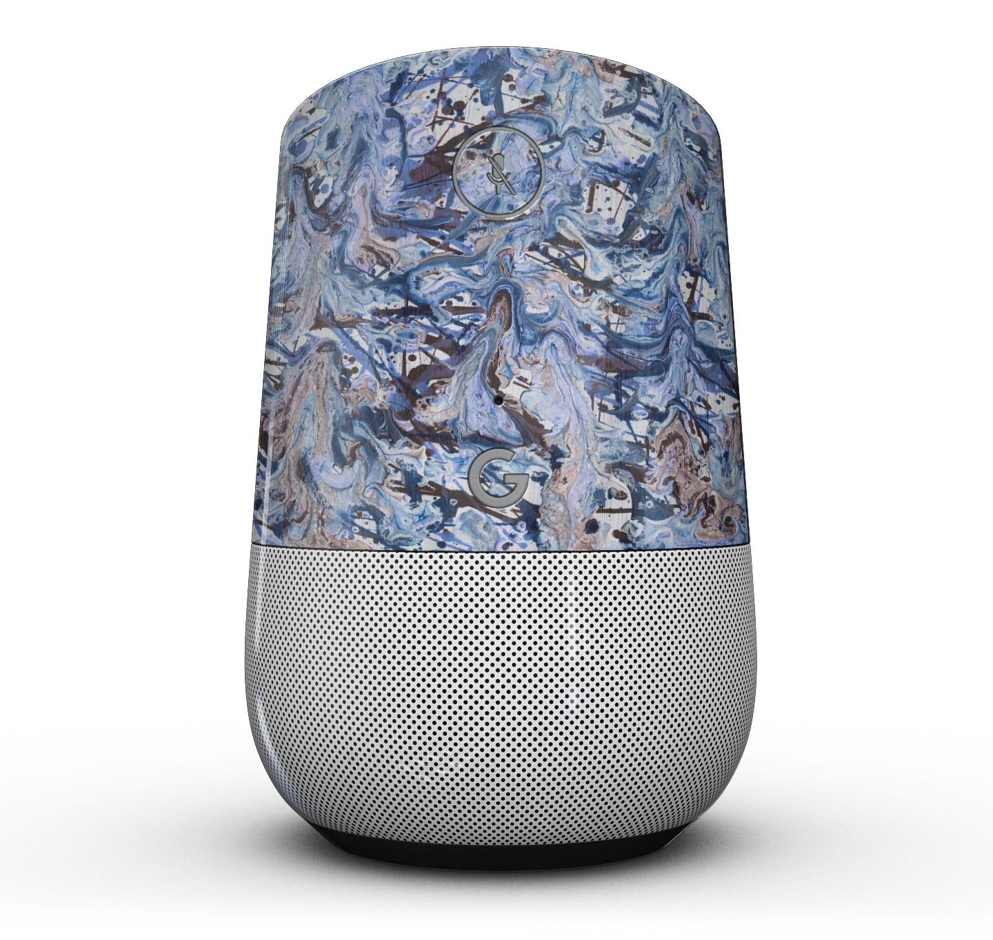 Abstract Wet Paint Blues Full-Body Skin Kit for Google Home, showcasing vibrant colors and unique design for device protection.