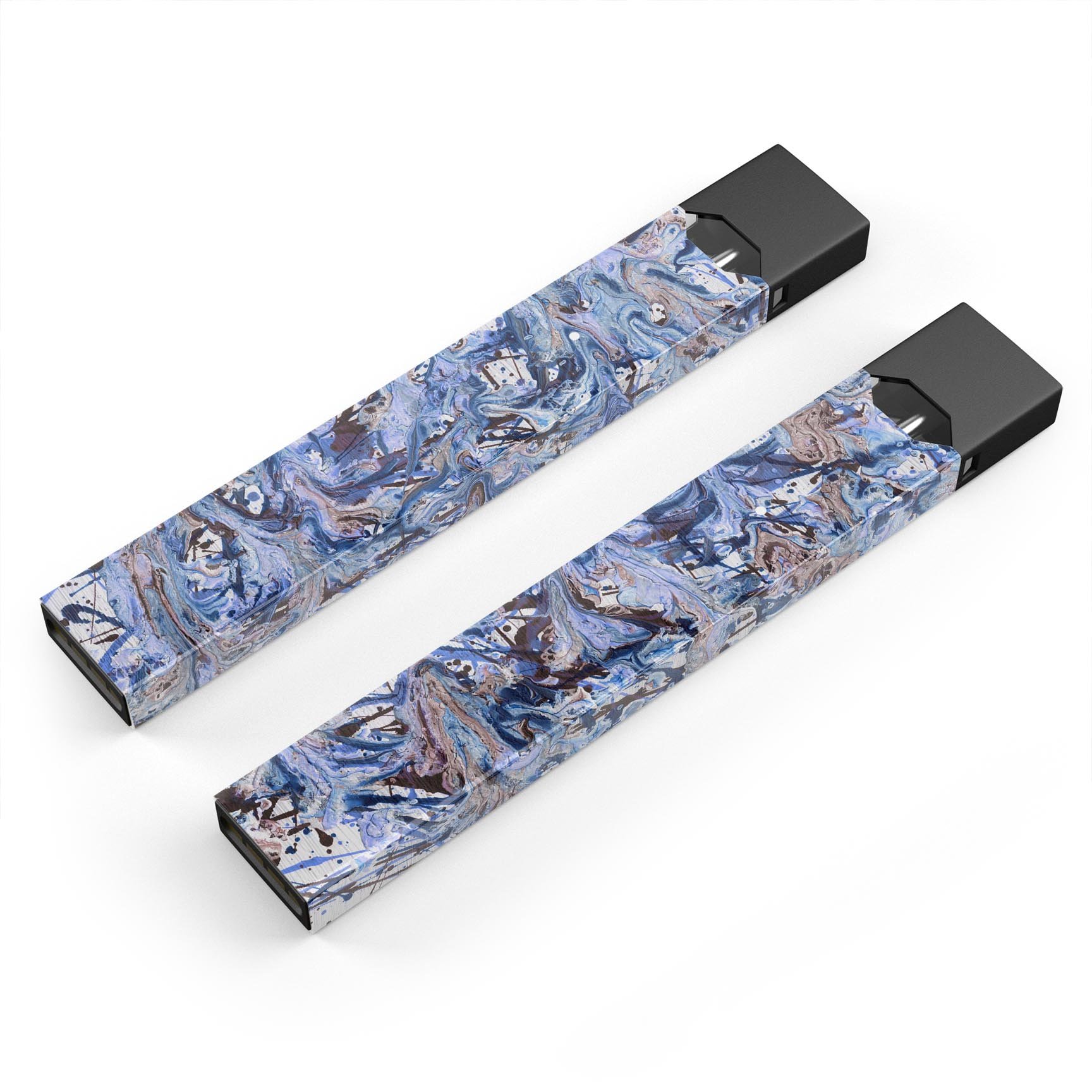 Abstract Wet Paint Blues skin-wrap sticker designed for JUUL vaping device, showcasing vibrant colors and a sleek finish.