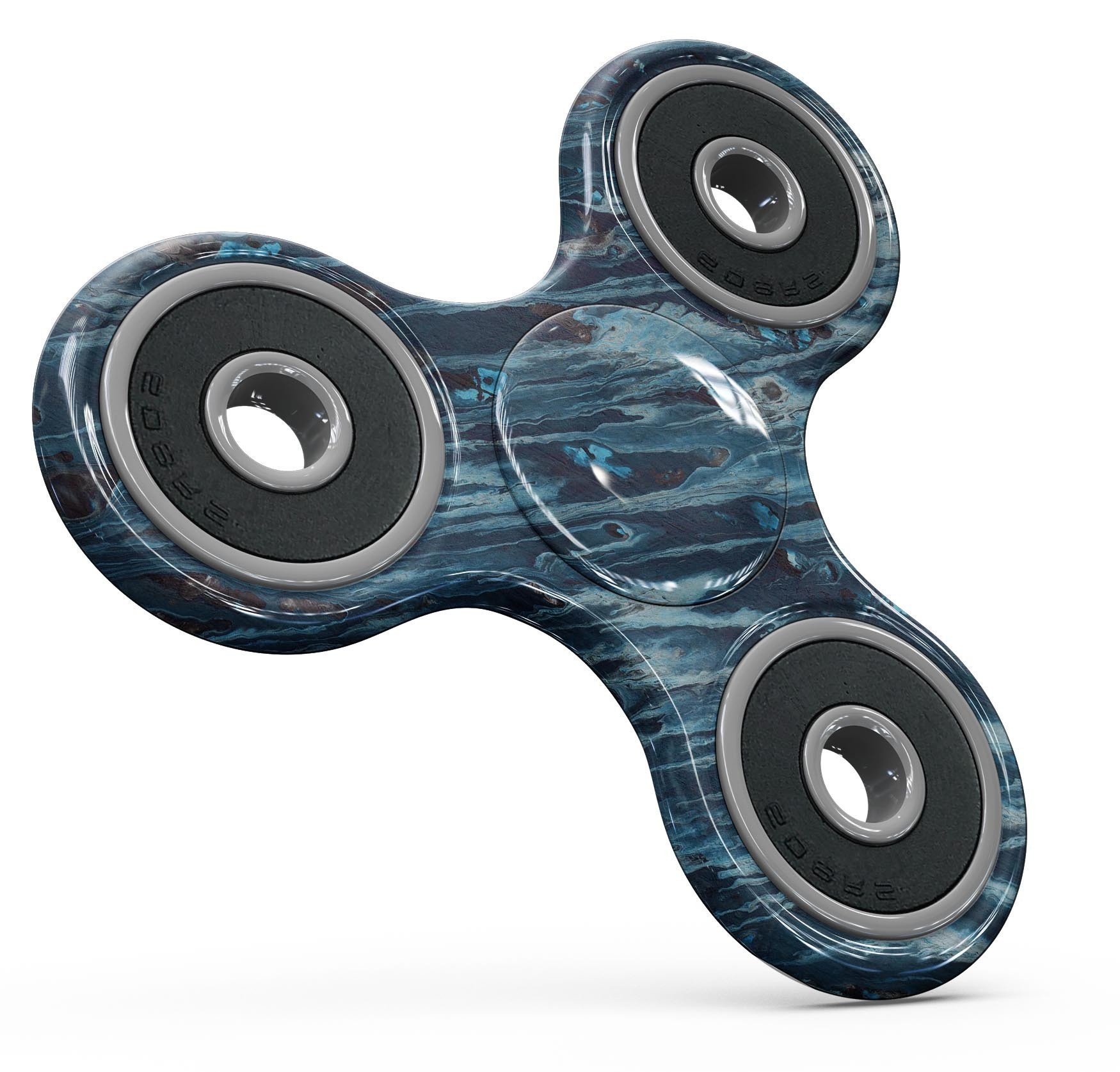 Abstract Wet Paint Blues v972 fidget spinner skin kit showcasing vibrant colors and unique design for personalization.
