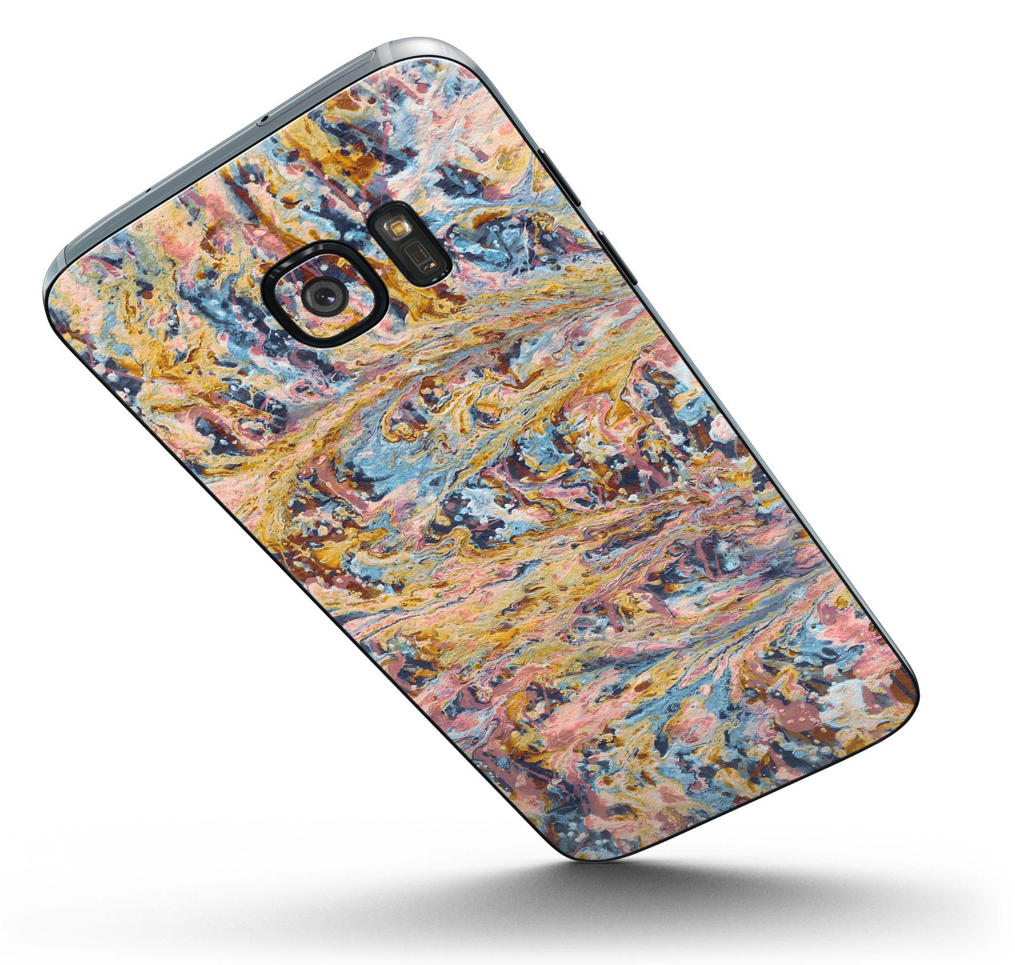 Abstract Wet Paint Color Paradise skin kit for Samsung Galaxy S7/S7 Edge, showcasing vibrant colors and premium vinyl material.