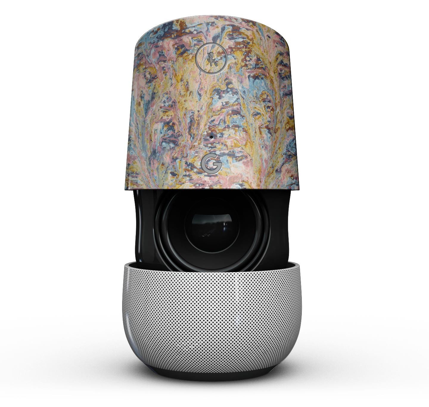 Abstract Wet Paint Color Paradise Full-Body Skin Kit for Google Home Assistant, showcasing vibrant colors and a sleek design.