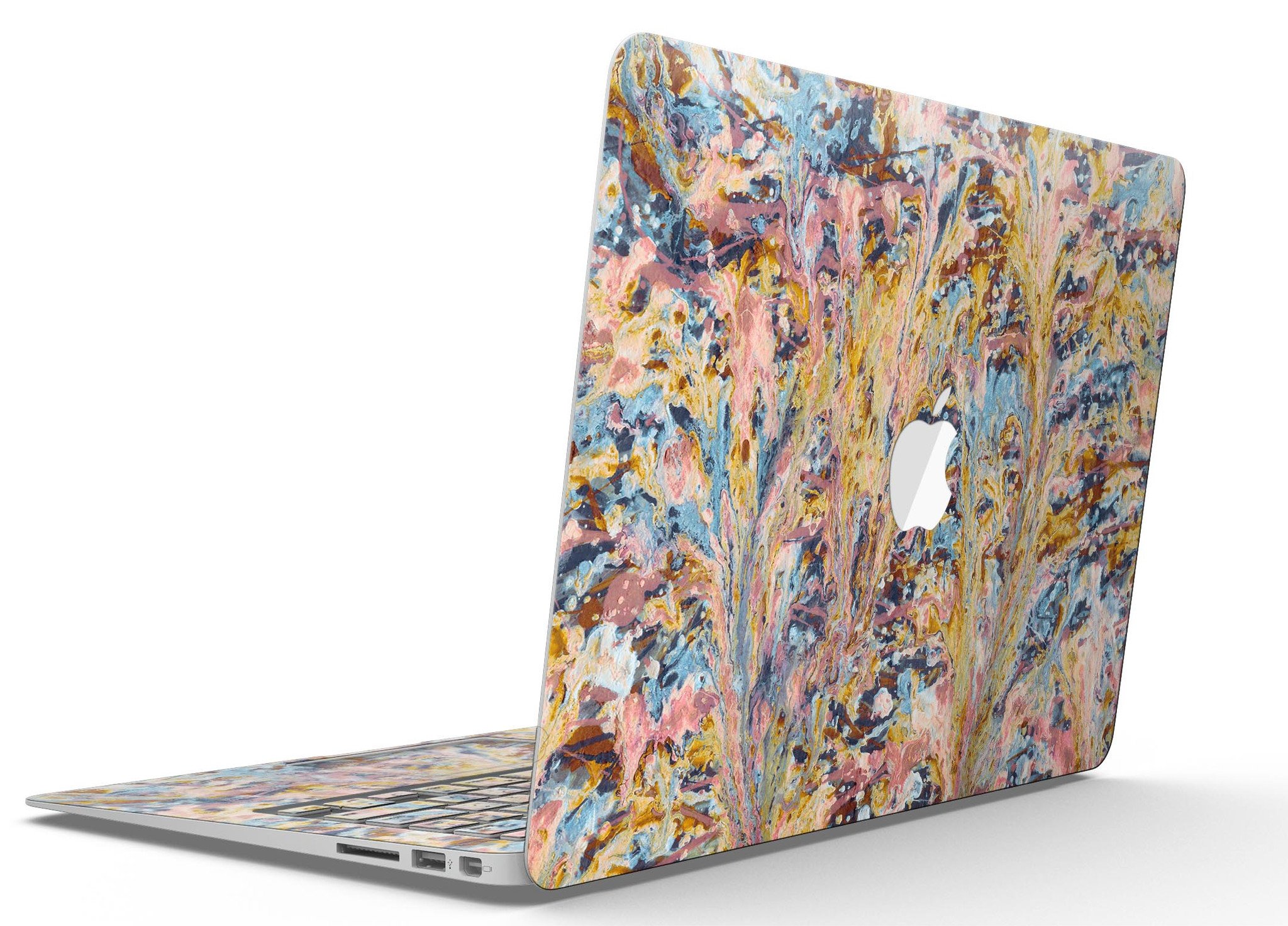 Abstract Wet Paint Color Paradise skin kit for MacBook Air, showcasing vibrant colors and unique abstract design.