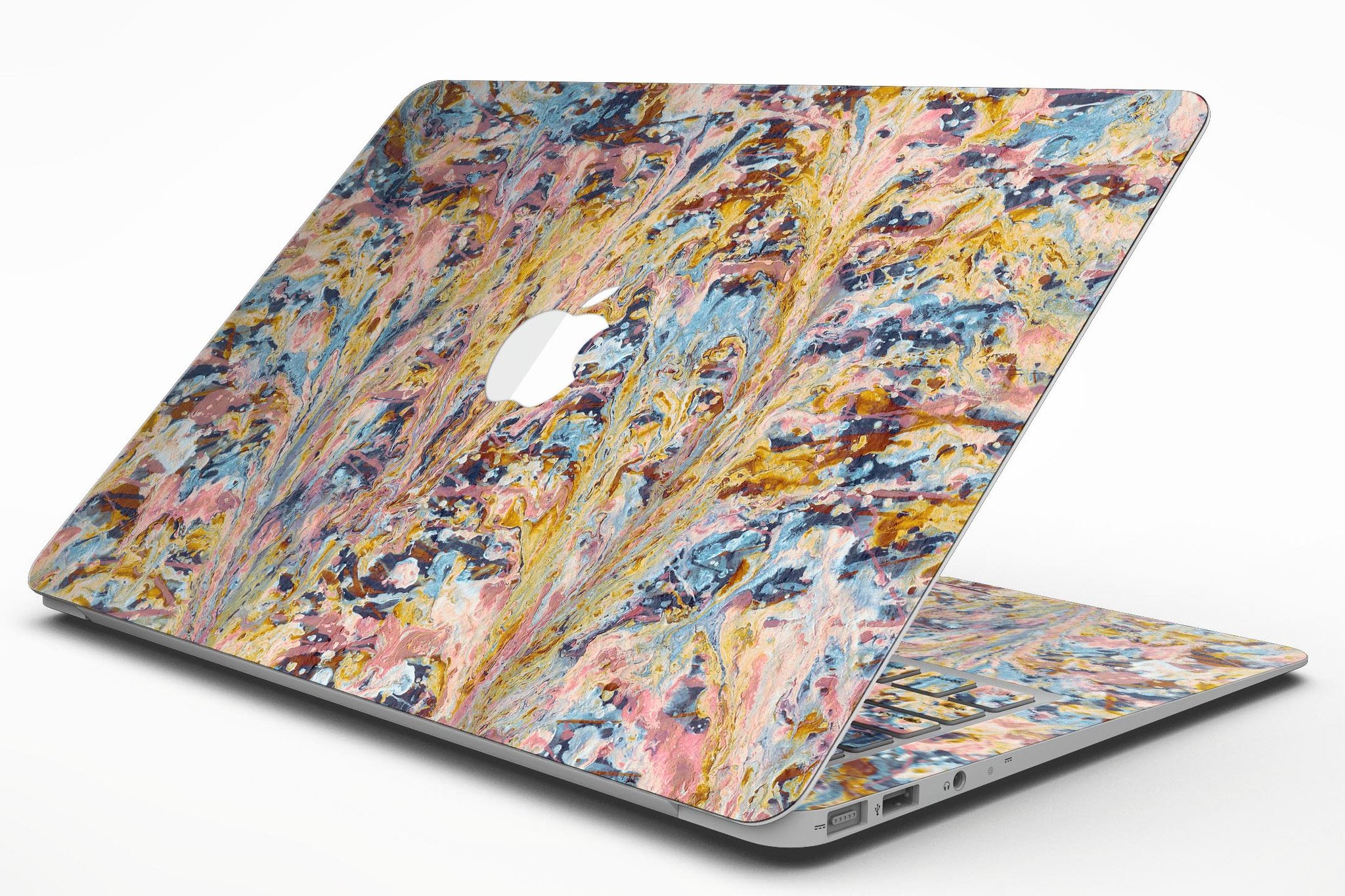 Abstract Wet Paint Color Paradise skin kit for MacBook Air, showcasing vibrant colors and unique abstract design.